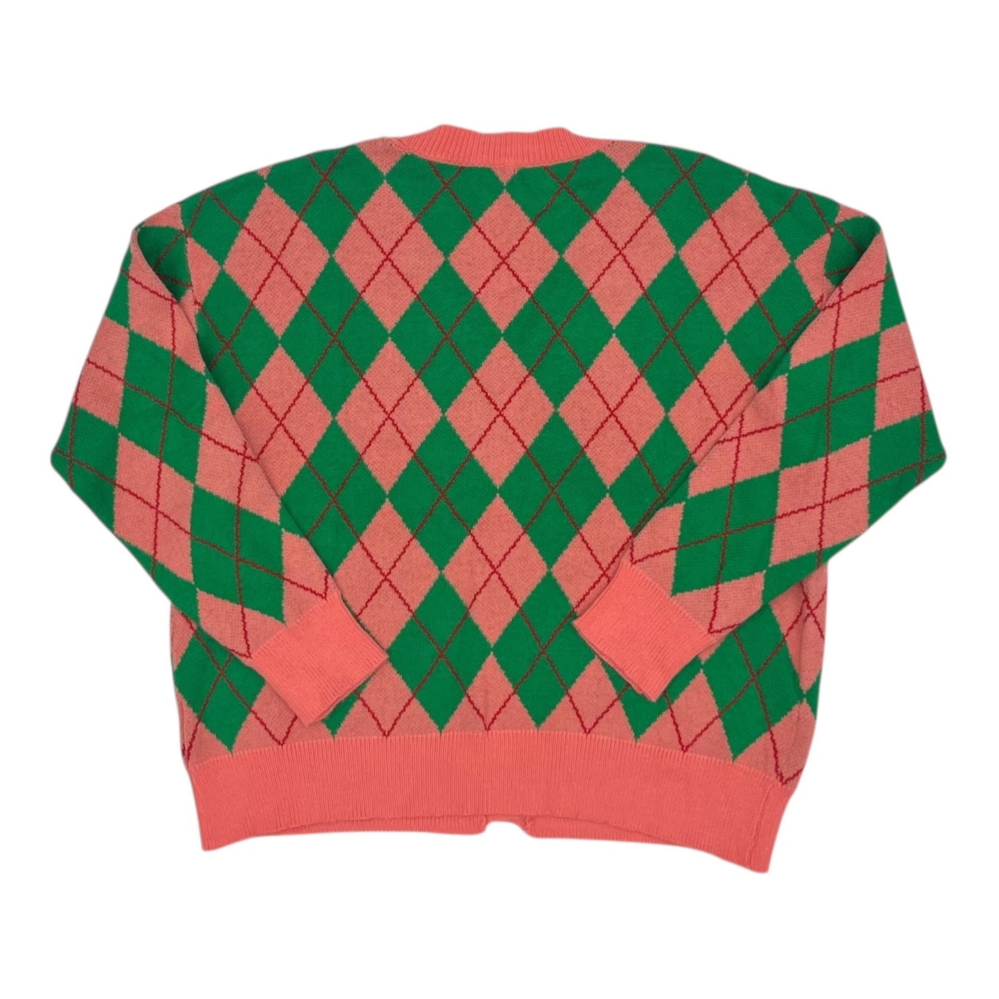 Sweater Cardigan By Shein In Green & Pink, Size:Xl