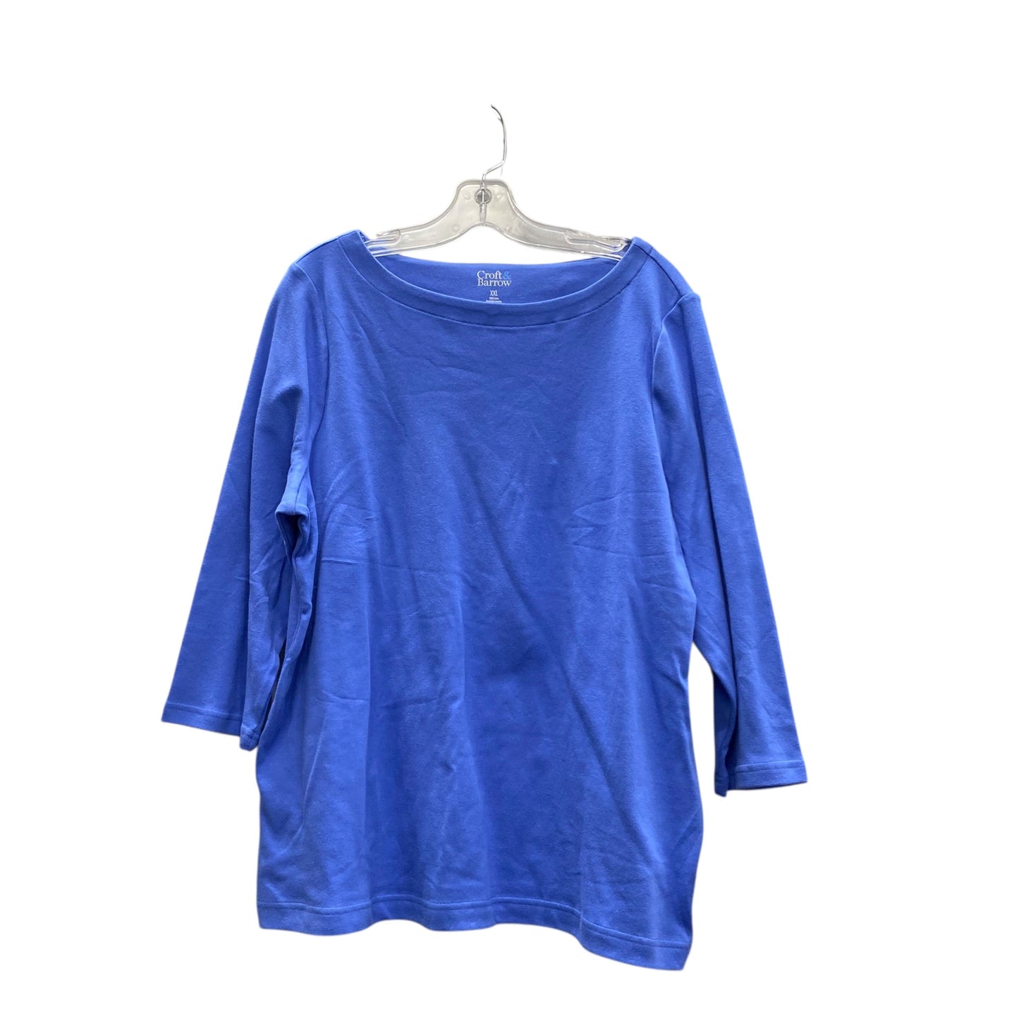 Top 3/4 Sleeve By Croft And Barrow In Blue, Size:1X