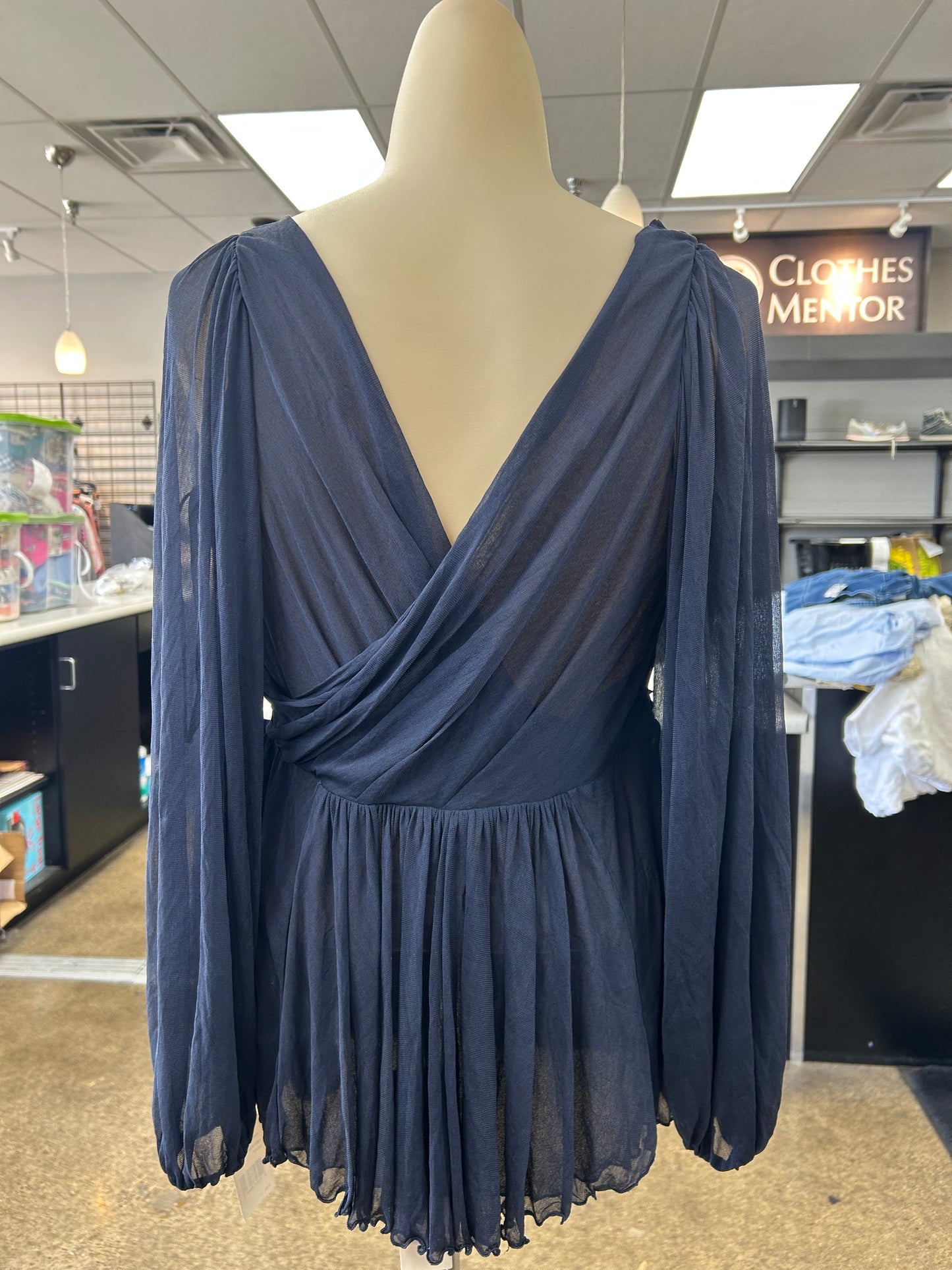 Top Ls Designer By Diane Von Furstenberg In Navy, Size:L