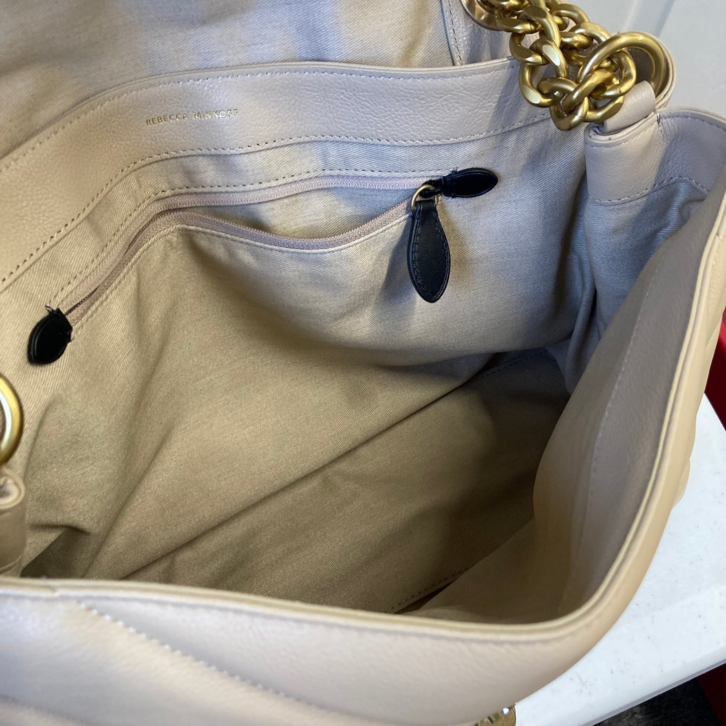 Handbag Designer By Rebecca Minkoff In Beige, Size:Large