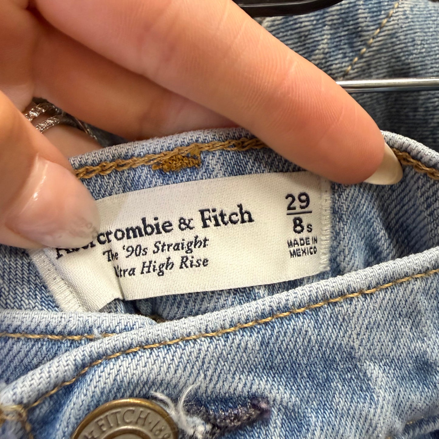 Jeans Straight By Abercrombie And Fitch In Blue Denim, Size: 8