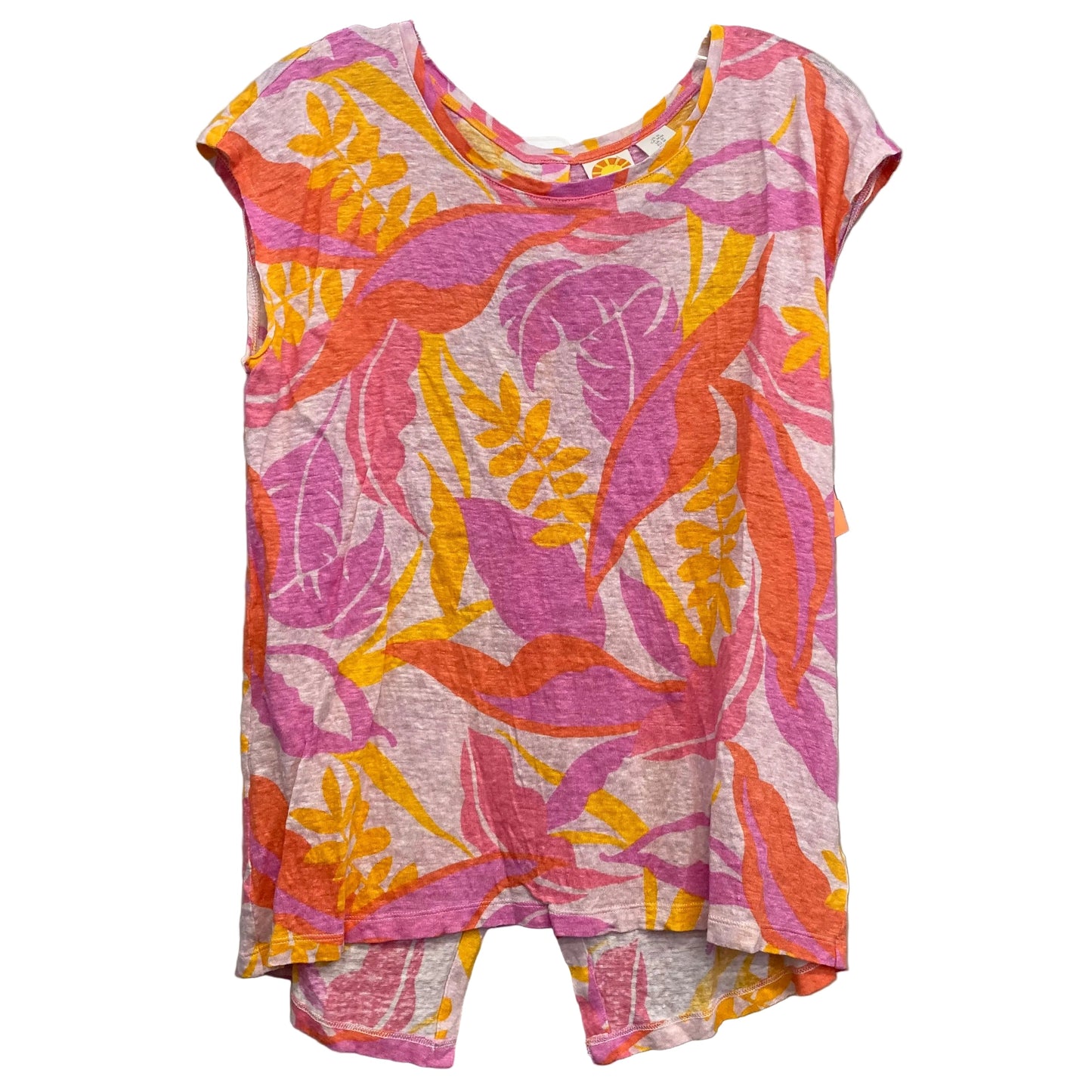 Top Sleeveless By C And C In Orange & Pink, Size:M