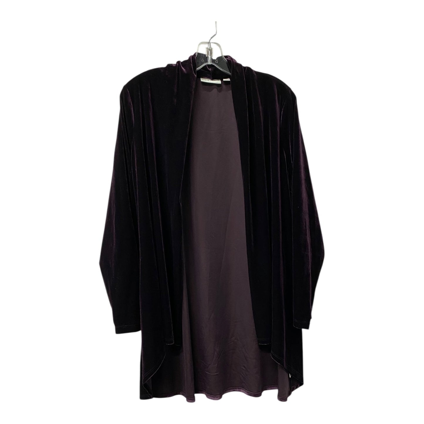 Cardigan By Susan Graver In Purple, Size:1X