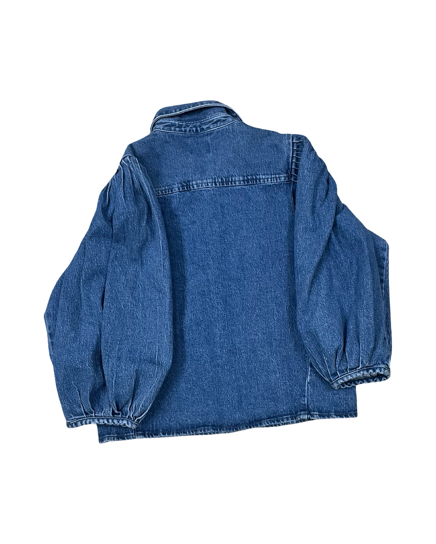 Blouse Ls By Scoop In Blue Denim, Size:Xs