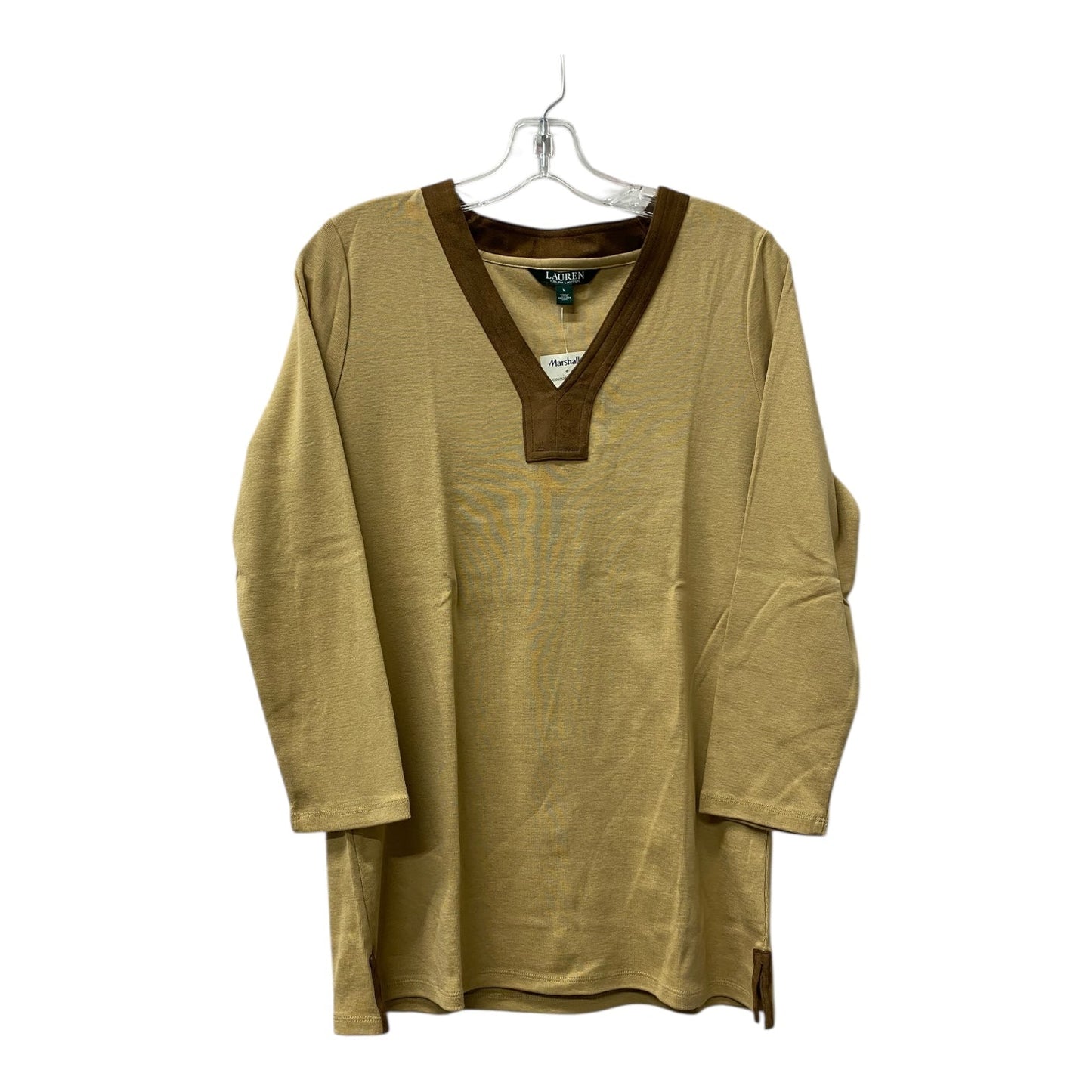 Top Ls By Ralph Lauren In Brown & Tan, Size:L