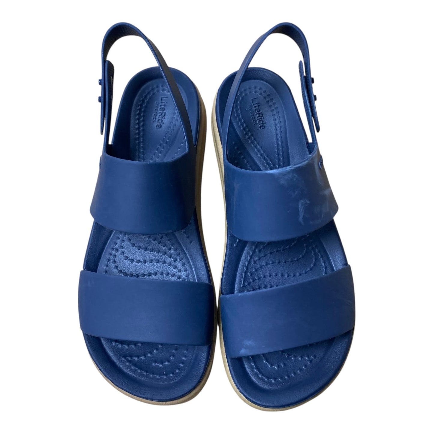 Sandals Flats By Crocs In Blue, Size:6