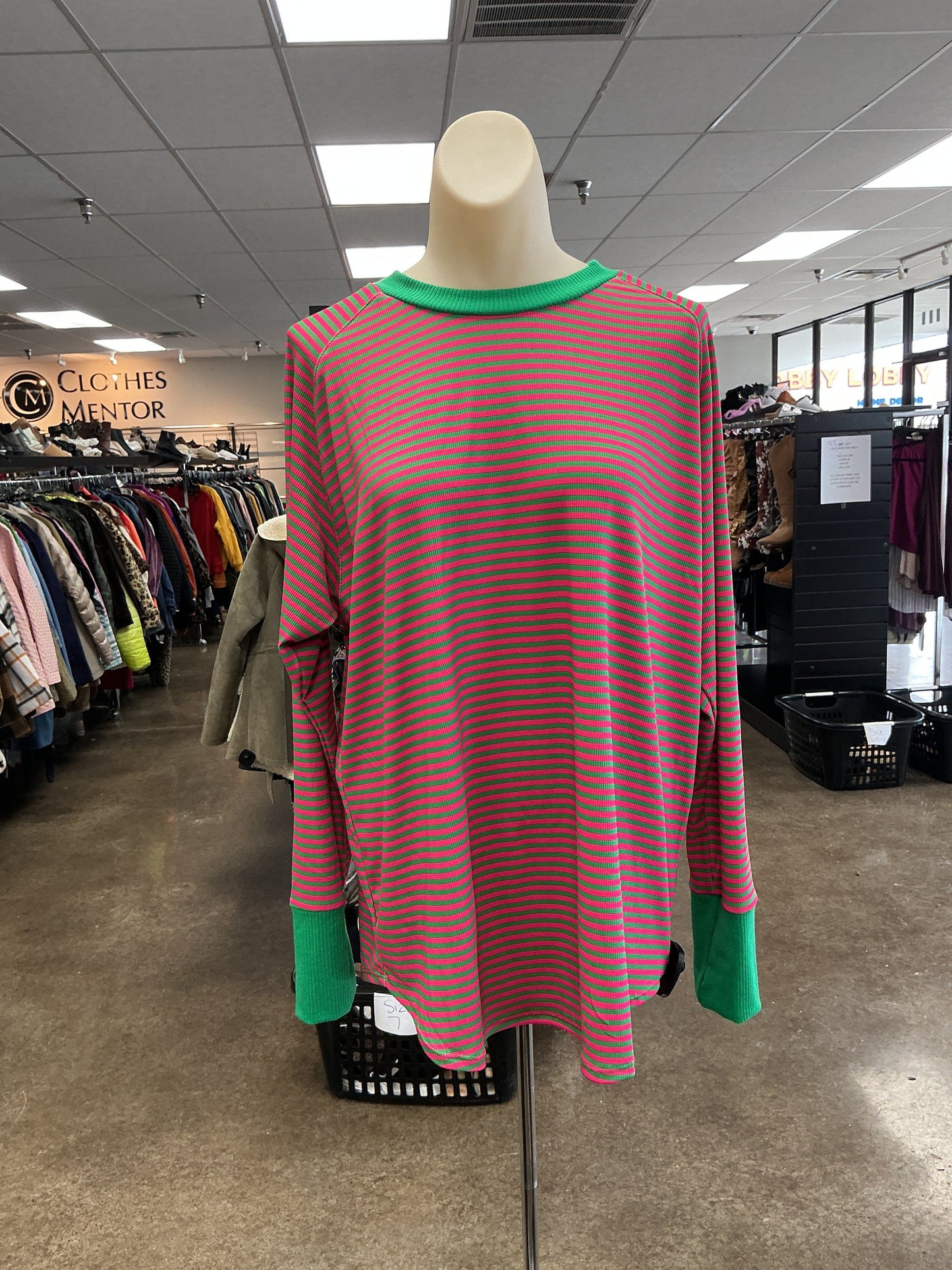 Top Ls By Like Love In Green & Pink, Size:M