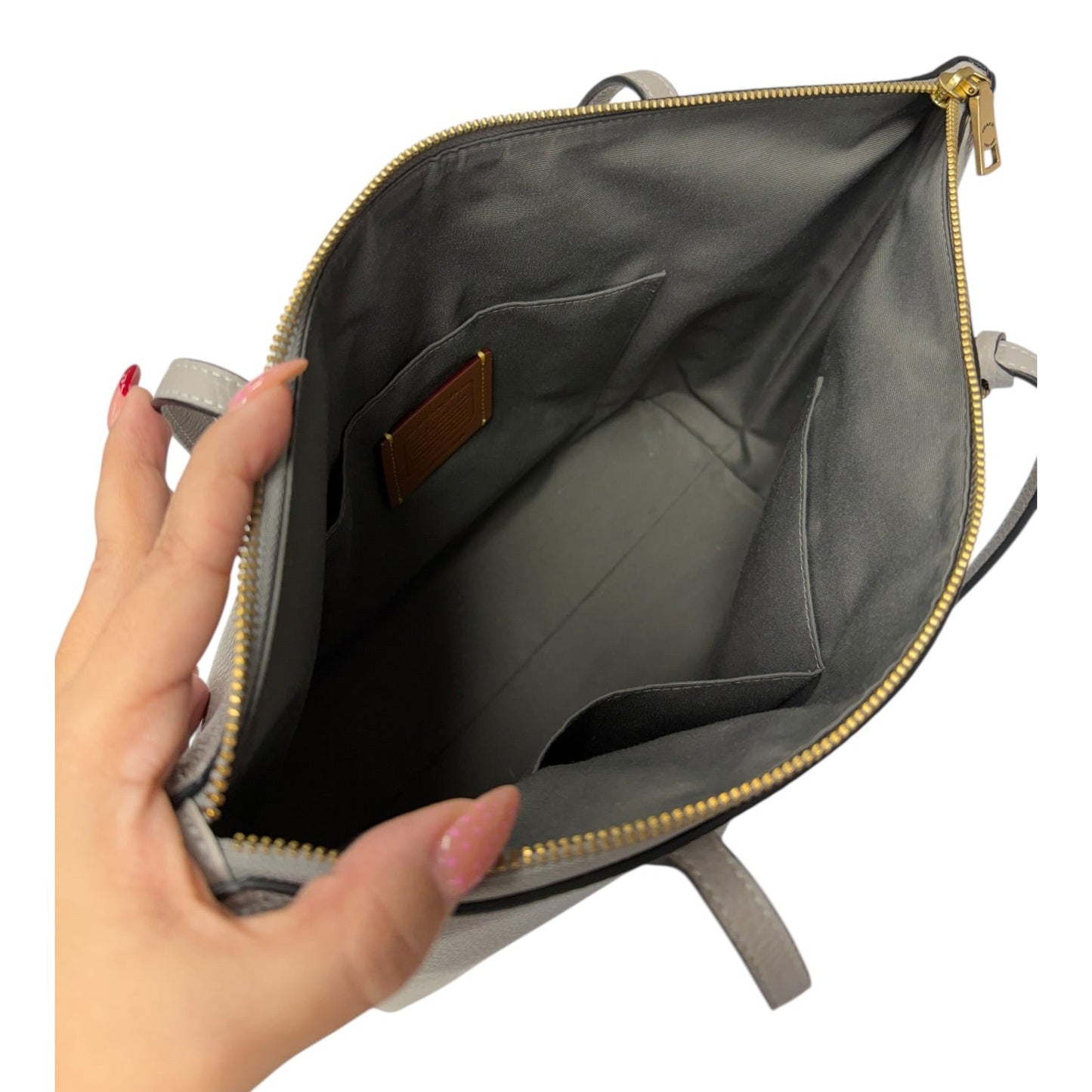 Handbag Designer By Coach In Grey, Size:Medium