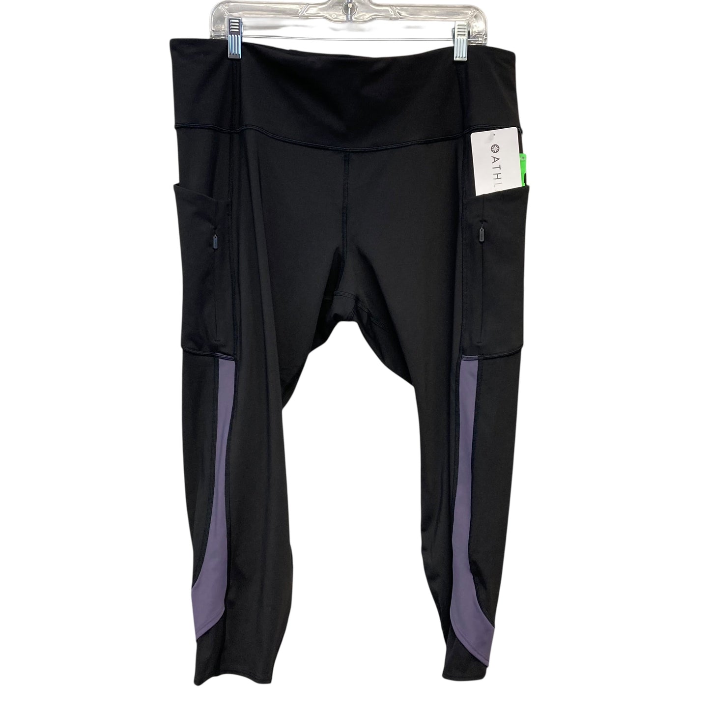 Athletic Leggings By Athleta In Black & Purple, Size:2X
