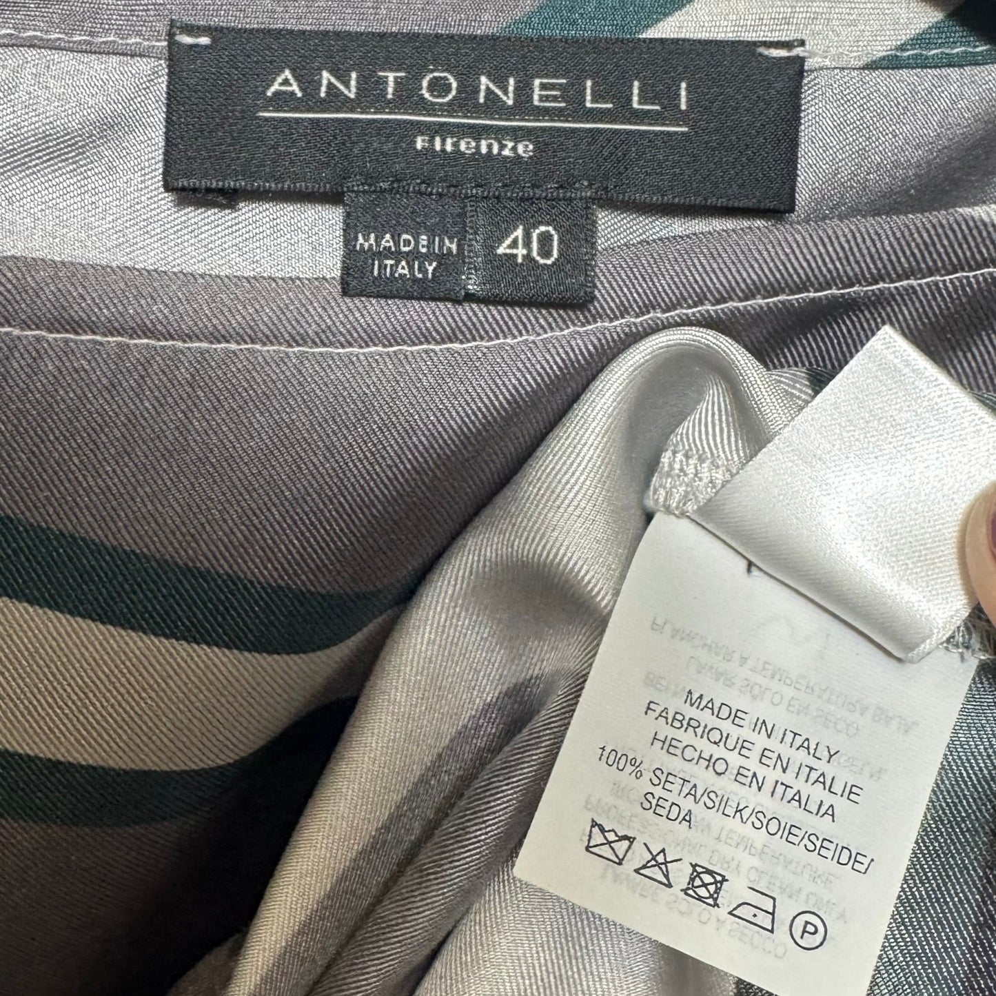 Silk Top Short Sleeve By Antonelli In Striped Pattern, Size: S