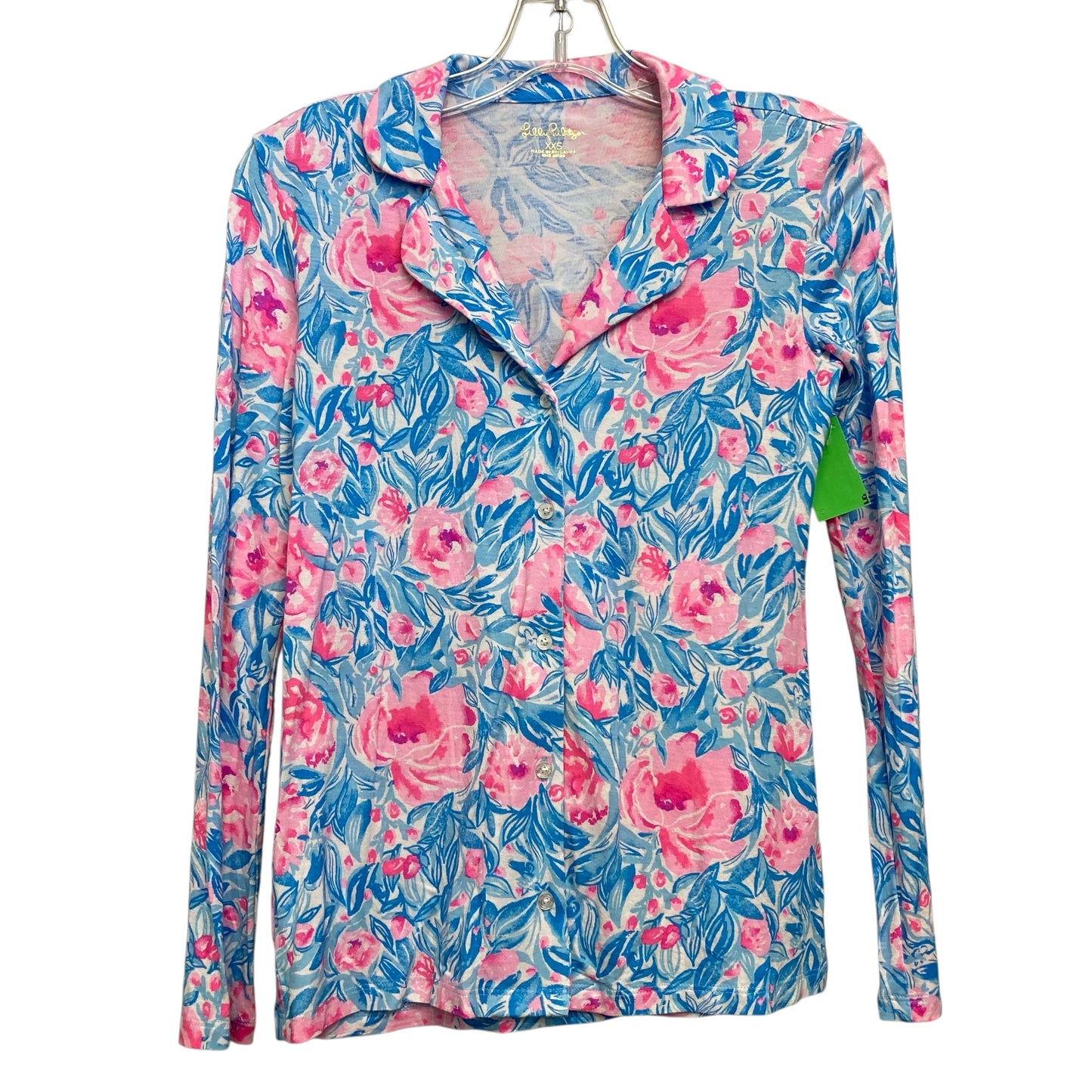 Top Ls Designer By Lilly Pulitzer In Blue & Pink, Size:Xxs