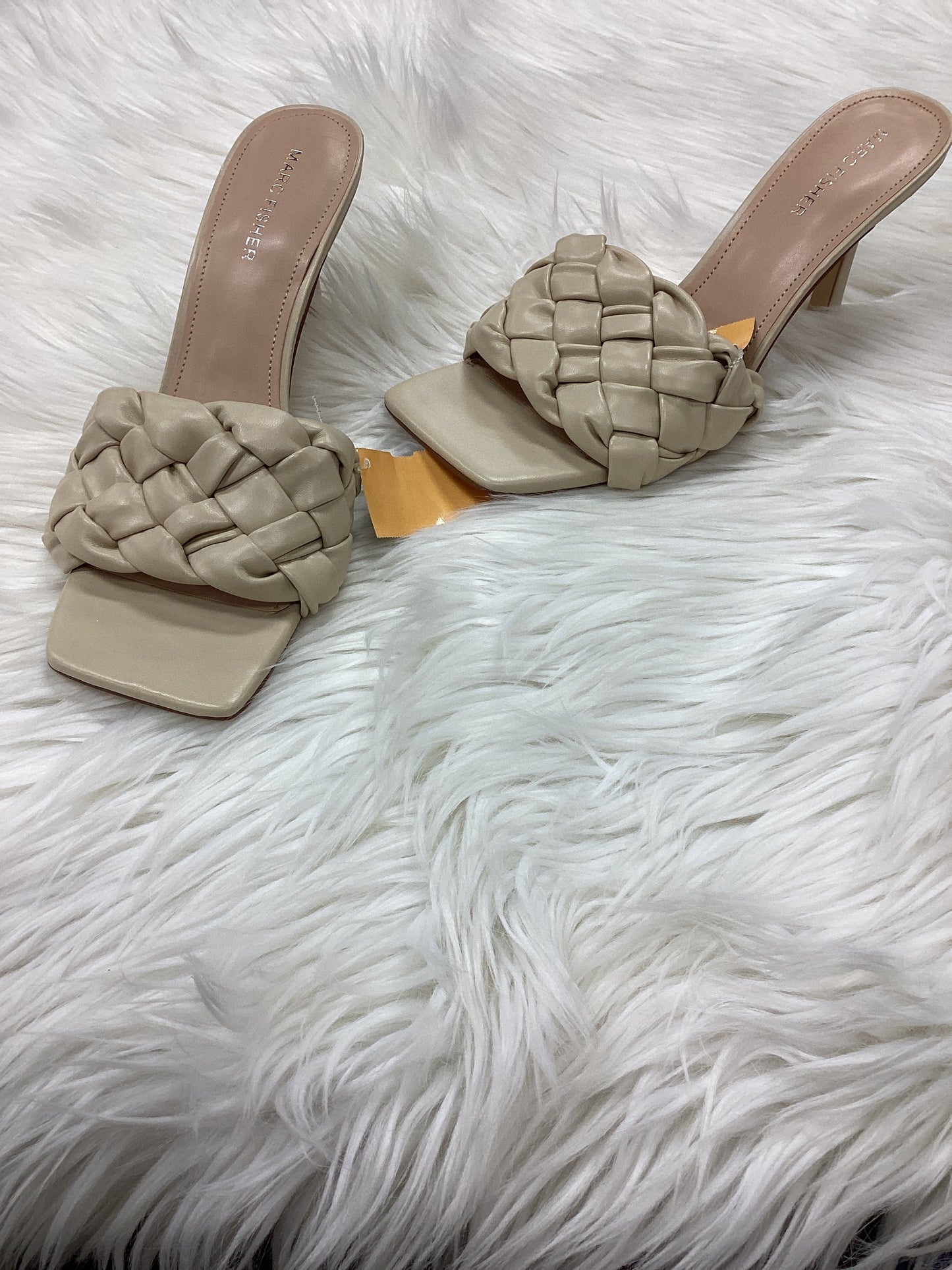 Sandals Heels Kitten By Marc Fisher In Cream, Size:9.5