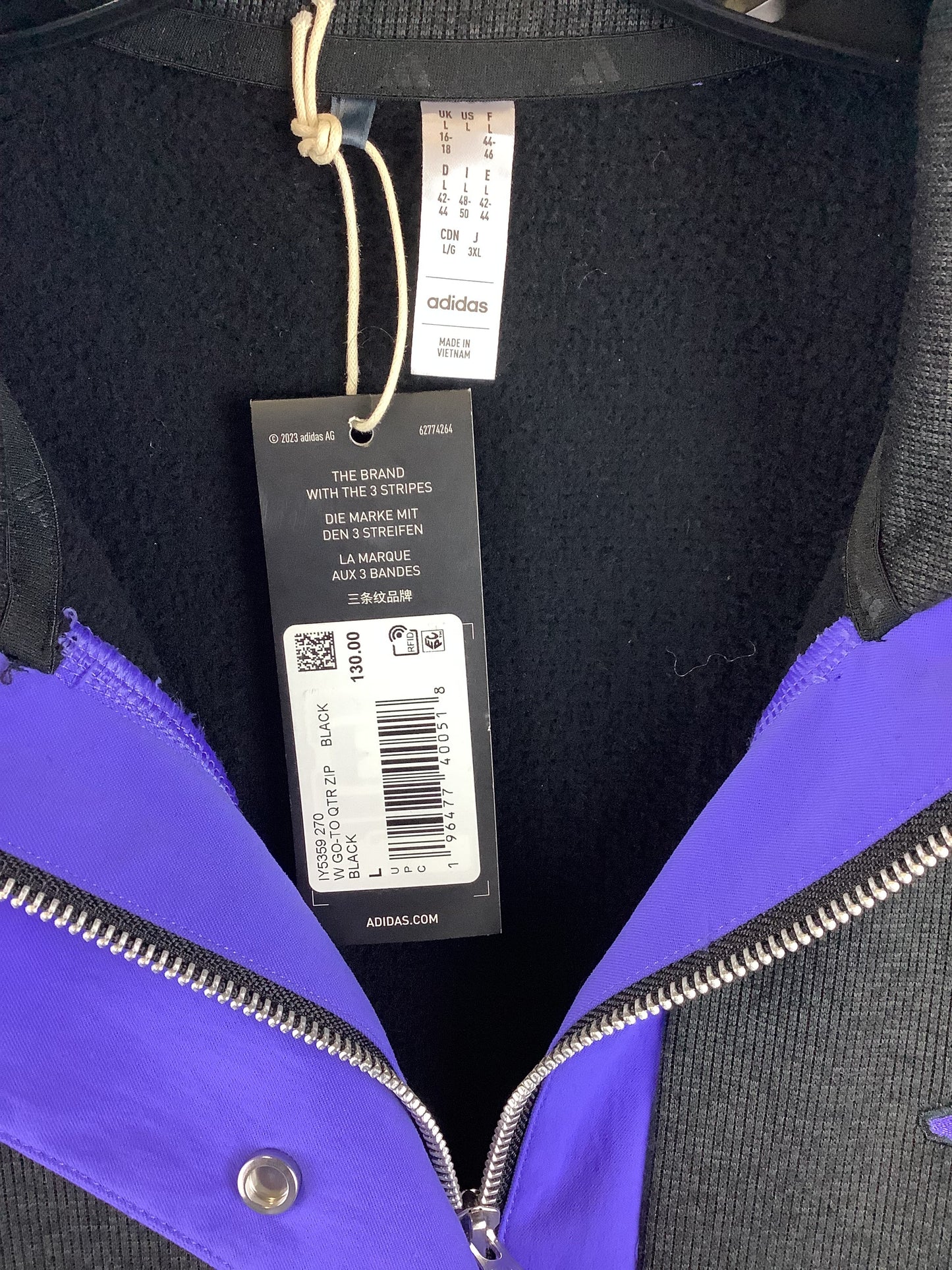 Sweatshirt Crewneck By Adidas In Grey & Purple, Size: L