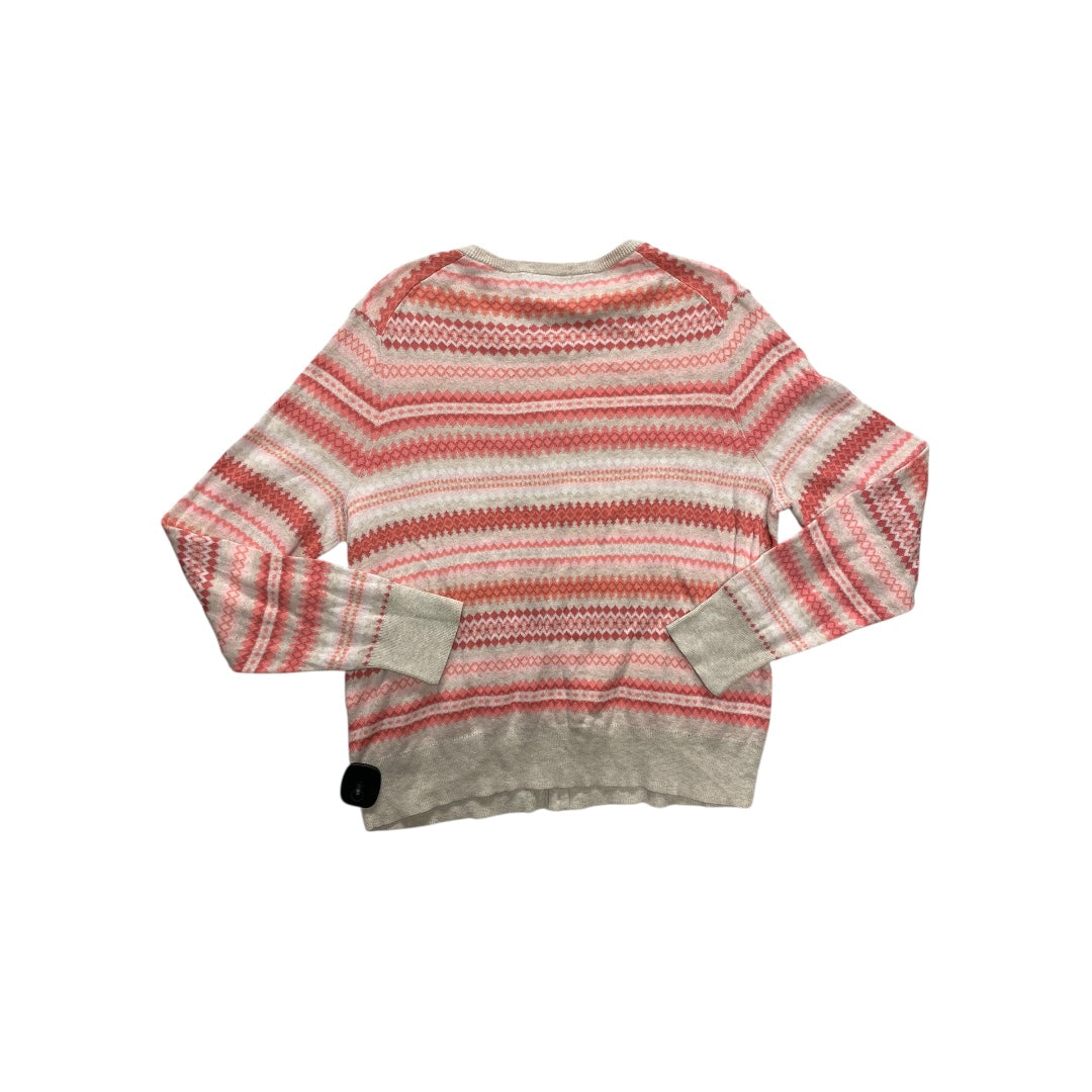 Sweater Cardigan By Lands End In Pink & Tan, Size:L