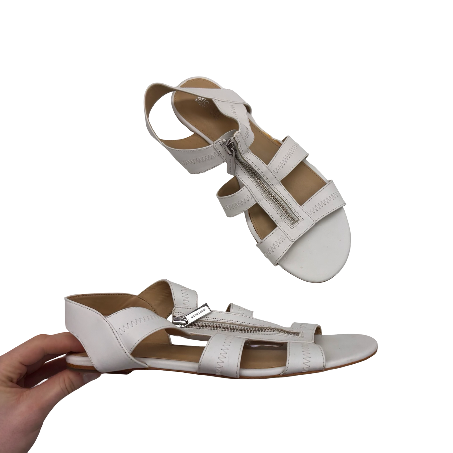 Sandals Designer By Michael Kors In White, Size:9.5