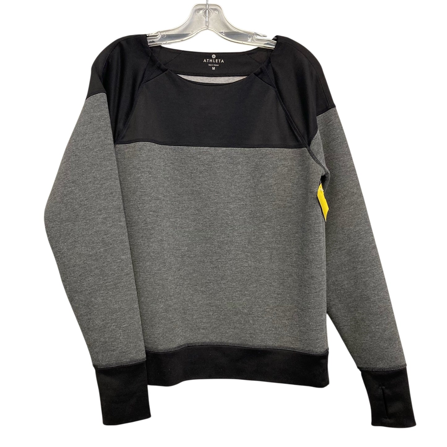 Athletic Sweatshirt Crewneck By Athleta In Black & Grey, Size:M