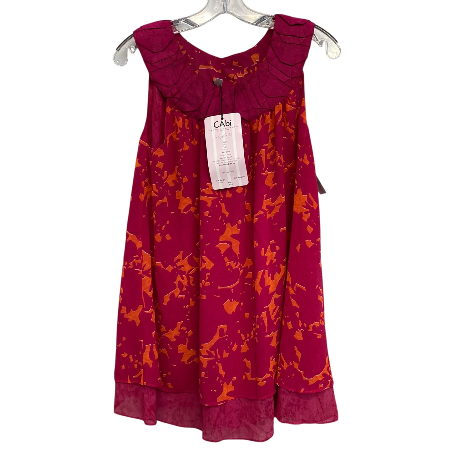 Top Sleeveless By Cabi In Orange & Pink, Size:S