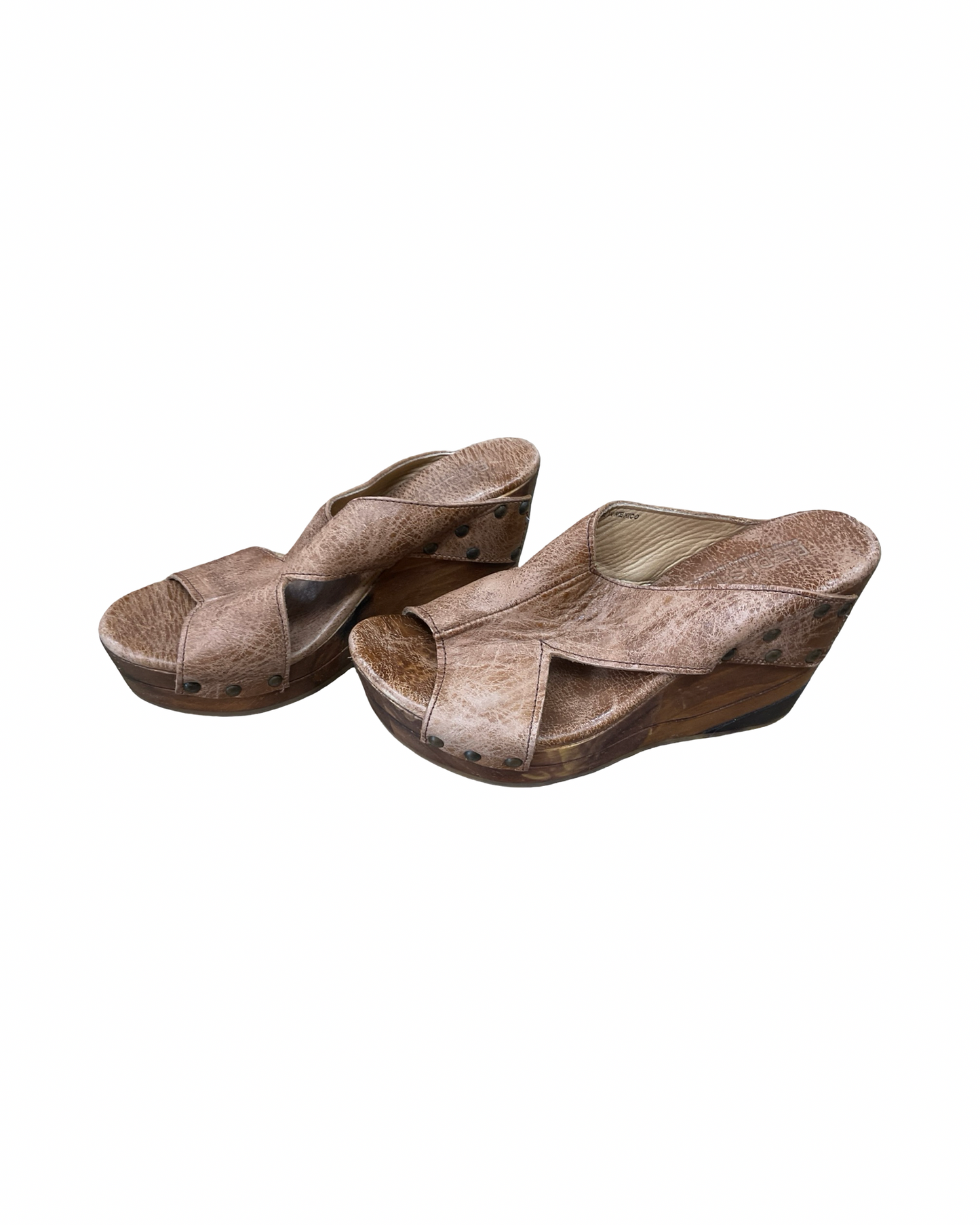 Sandals Heels Platform By Bed Stu In Brown, Size:8.5