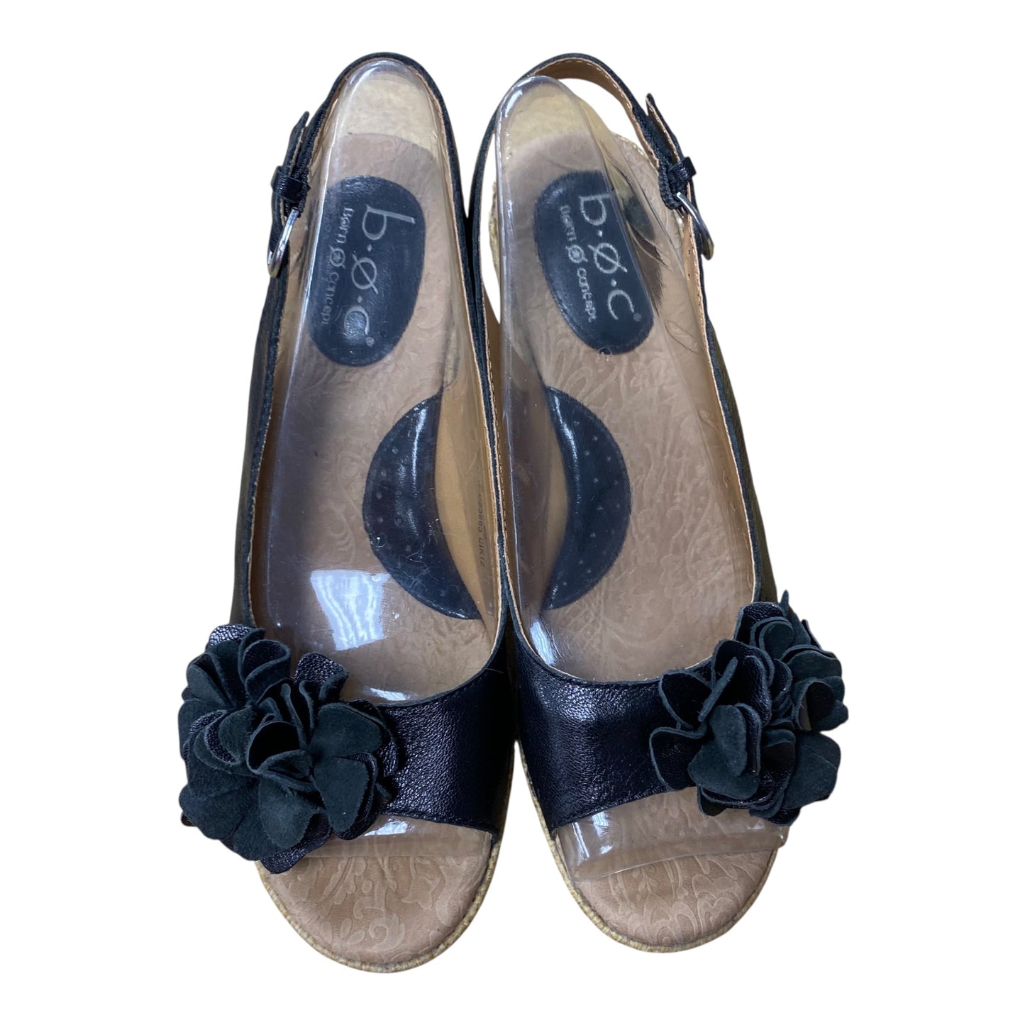 Sandals Heels Wedge By Boc In Black, Size:8