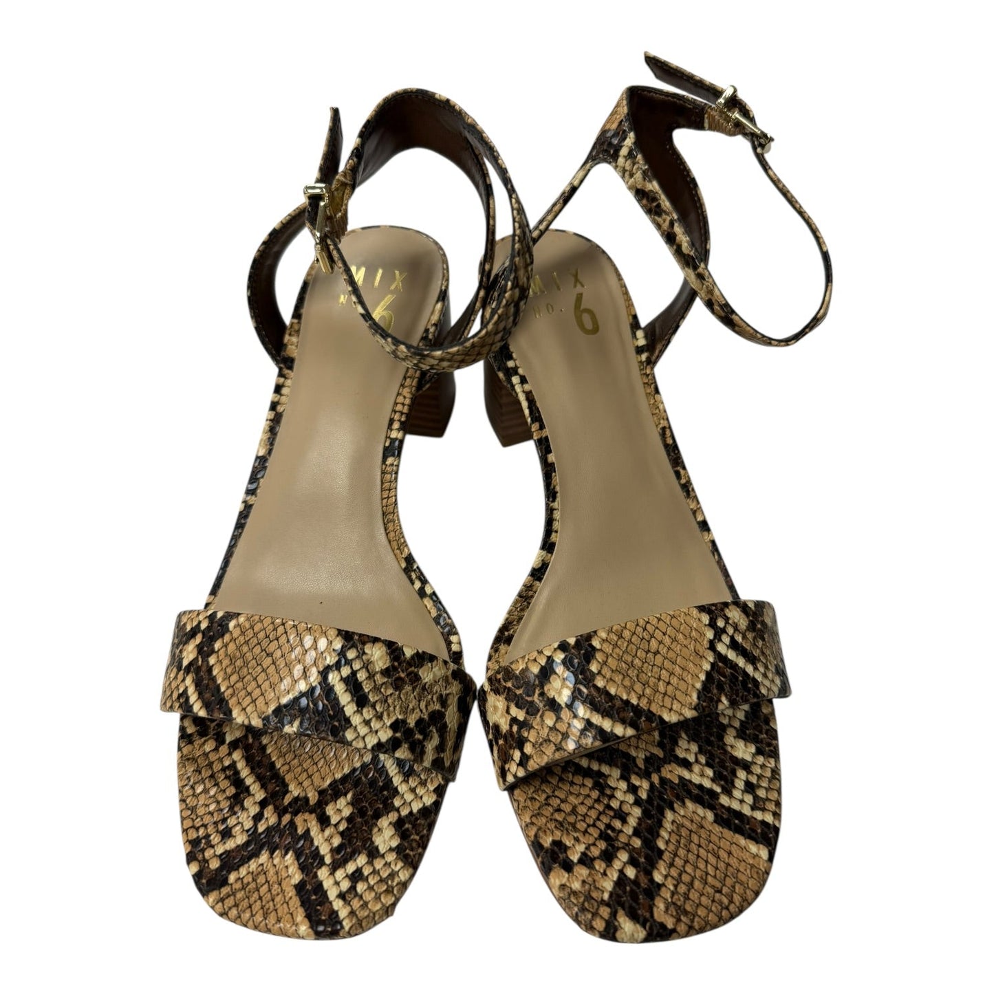 Sandals Heels Block By Mix No 6 In Snakeskin Print, Size:8