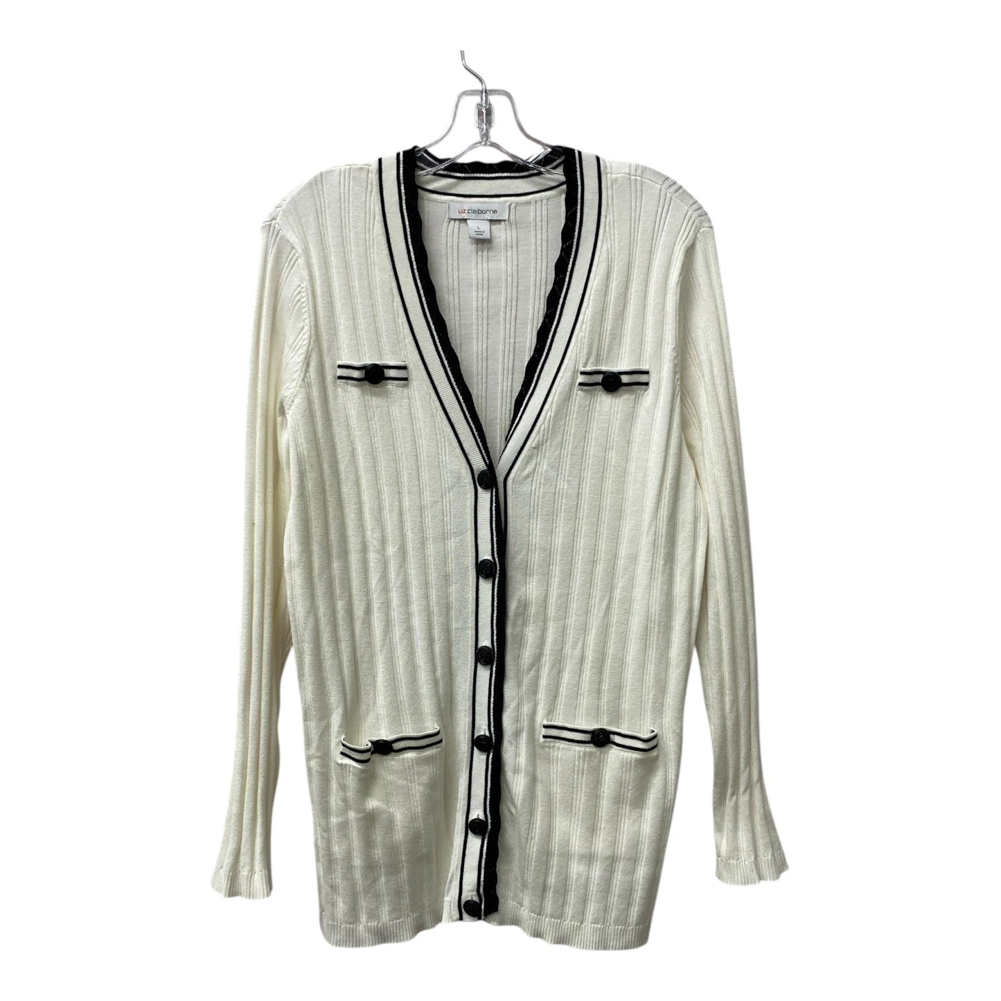 Sweater Cardigan By Liz Claiborne In White, Size:L