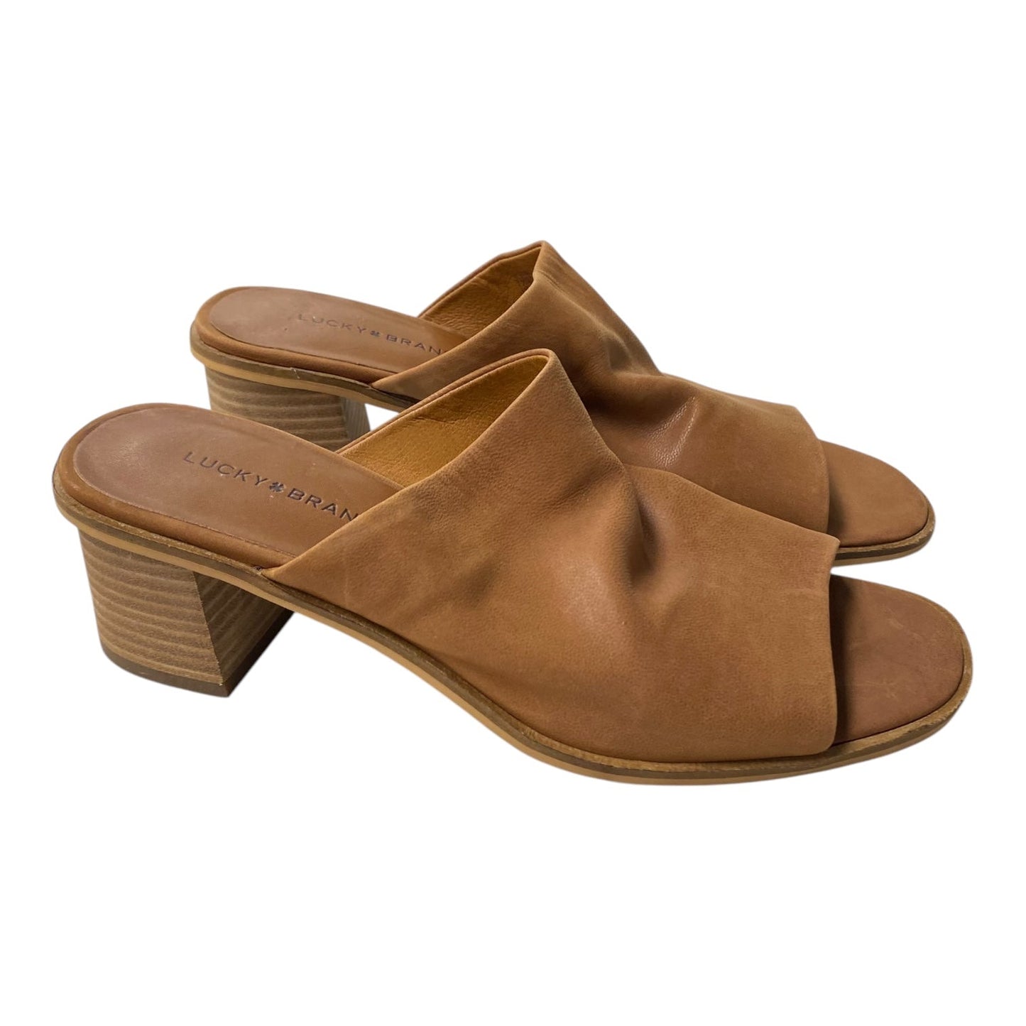 SANDALS HEELS BLOCK by LUCKY BRAND In BROWN, Size: 7.5