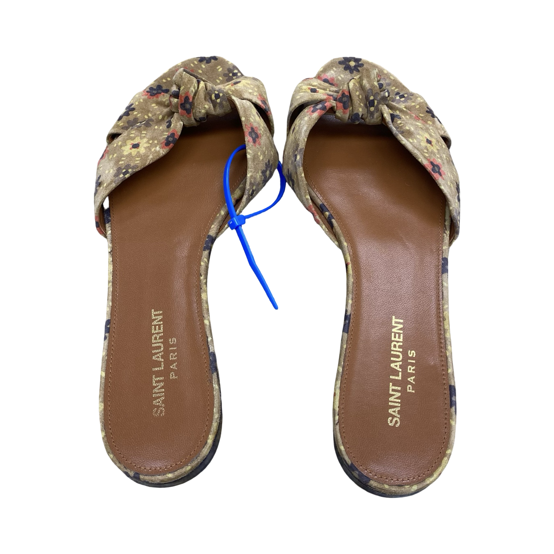 Sandals Luxury Designer By Yves Saint Laurent In Floral Print, Size:10.5