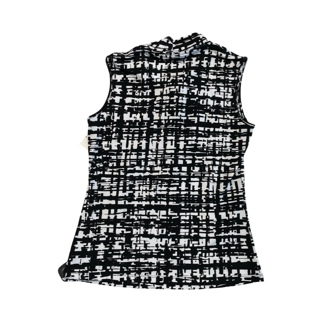 Top Sleeveless By Tahari In Black & White, Size:S