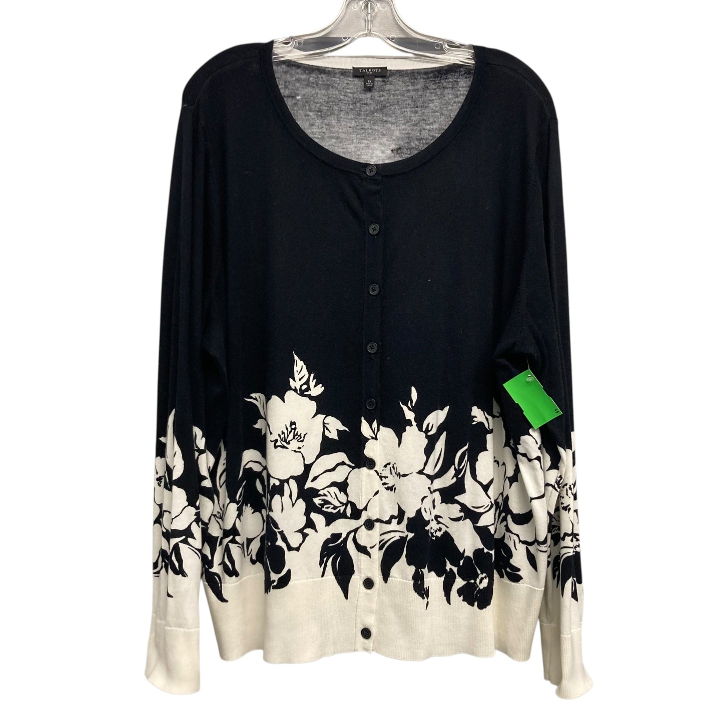 Sweater Cardigan By Talbots In Black & White, Size:2X