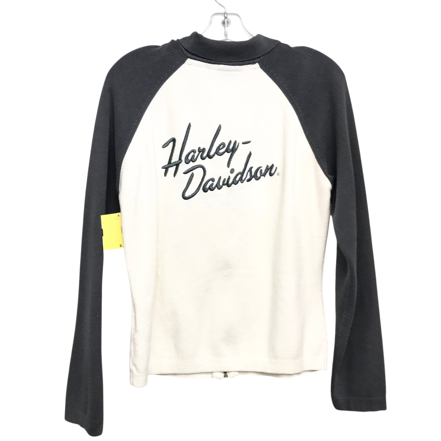 Sweater Cardigan By Harley Davidson In Cream & Grey, Size:L