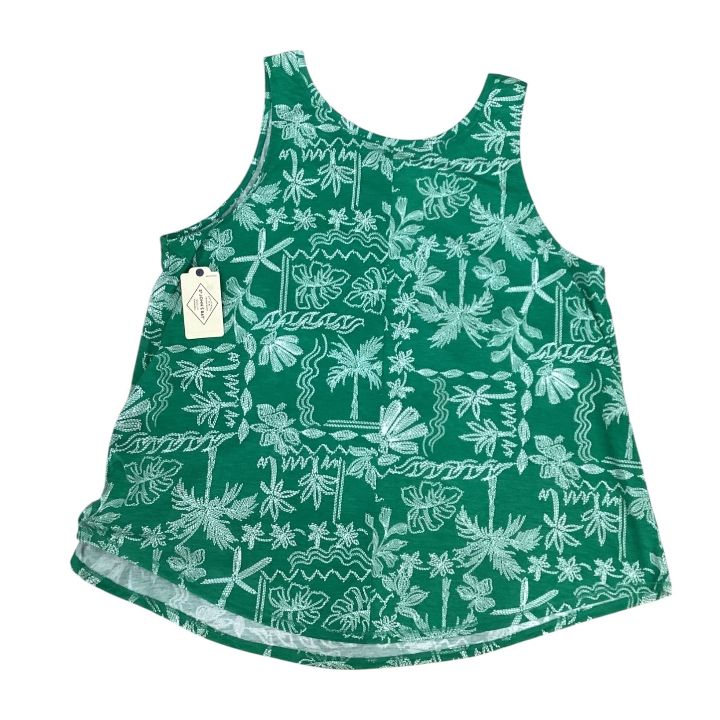 Top Sleeveless By St Johns Bay In Green, Size:1X