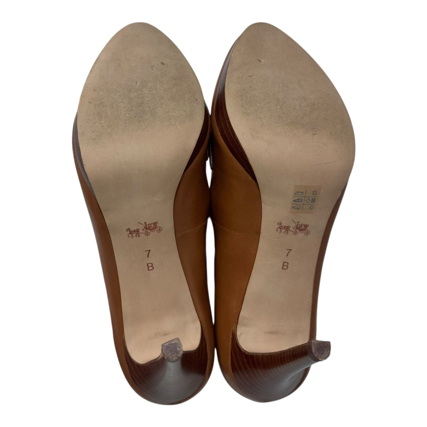 Shoes Designer By Coach In Brown & Gold, Size: 7