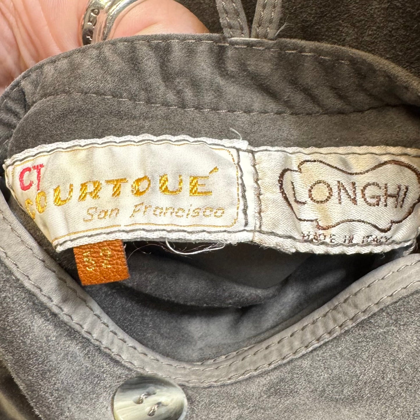 Vintage Reversible Suede Jacket Leather By Courtoué In Grey, Size: 10