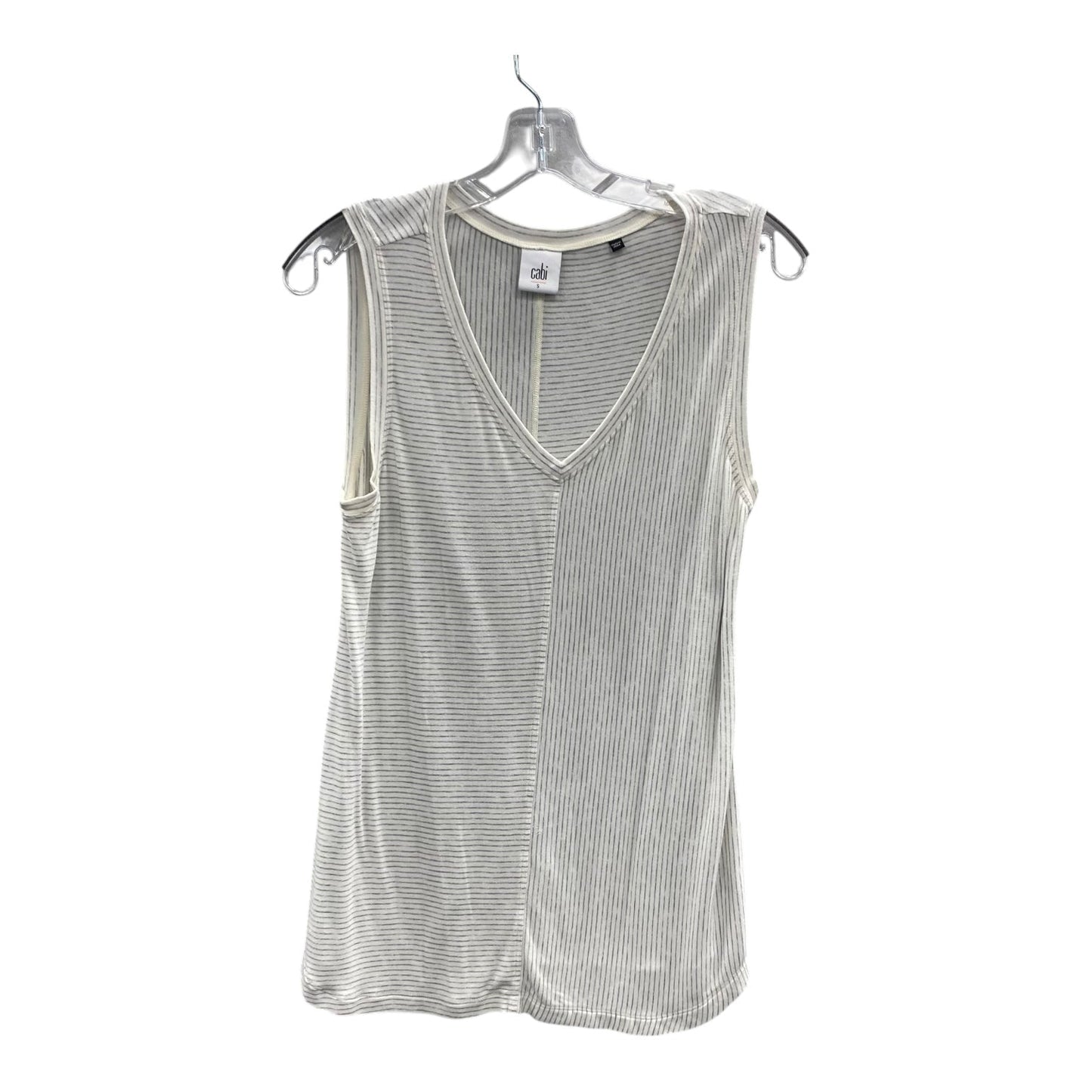 Top Sleeveless By Cabi In Grey & White, Size:S