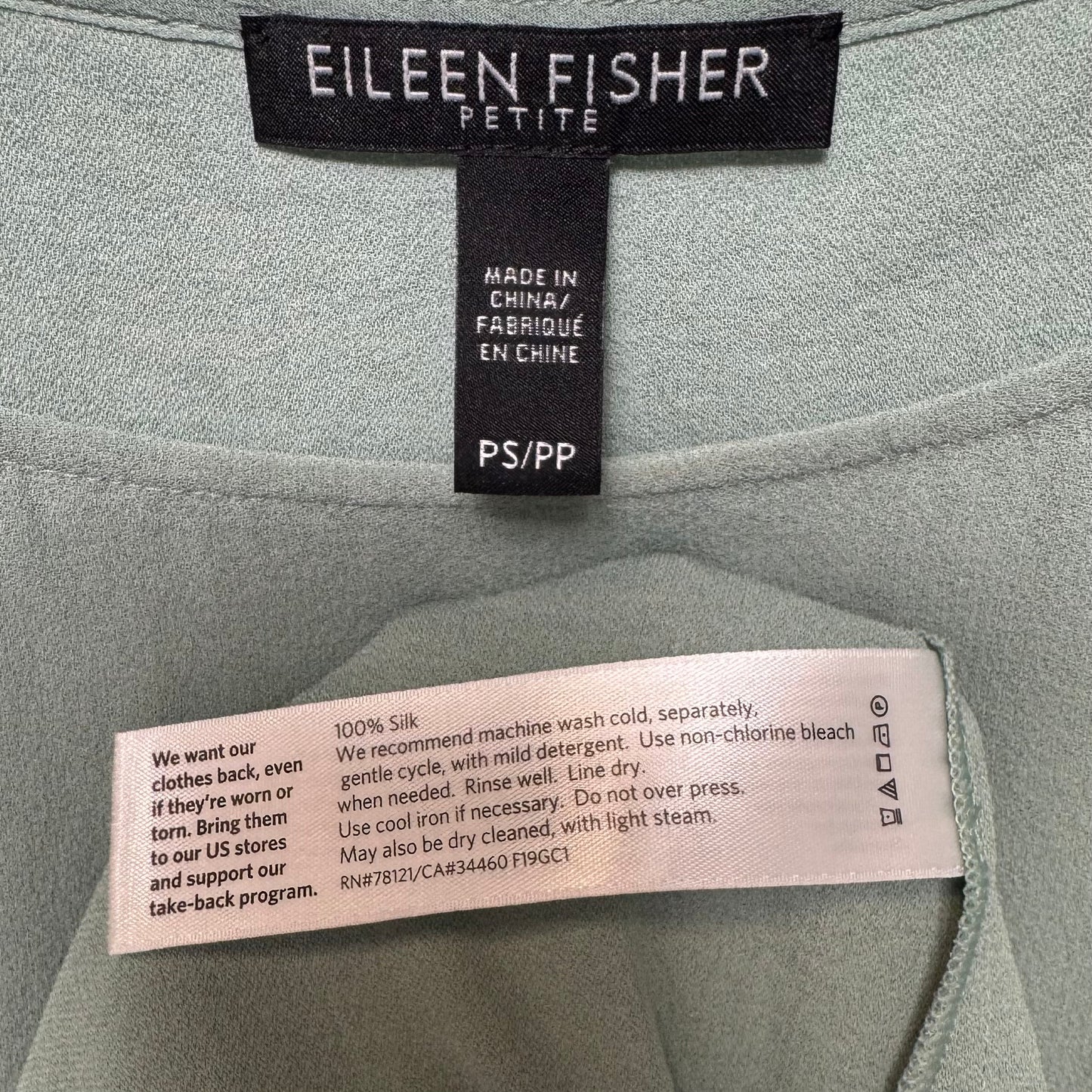 Silk Top Sleeveless By Eileen Fisher In Green, Size: Sp