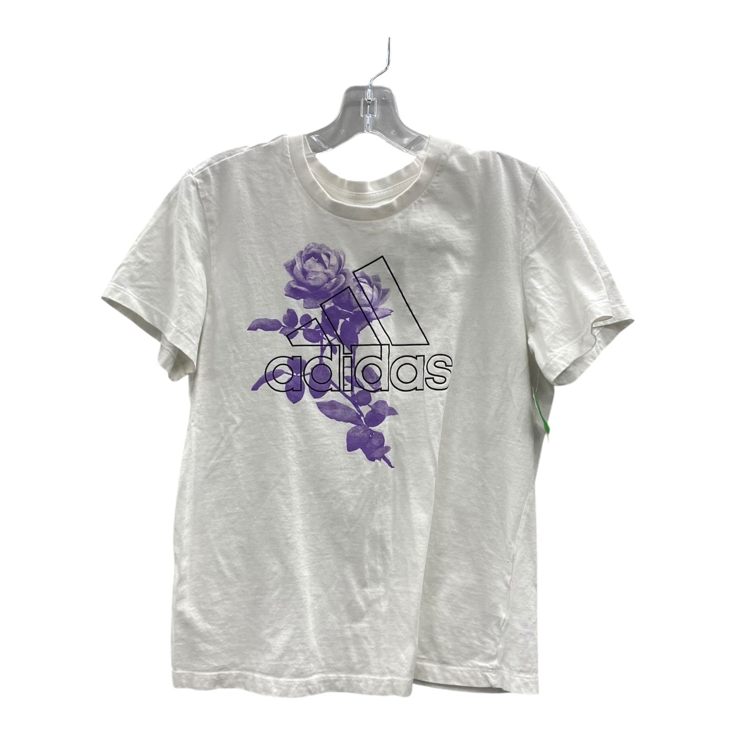 Athletic Top Ss By Adidas In White, Size:M