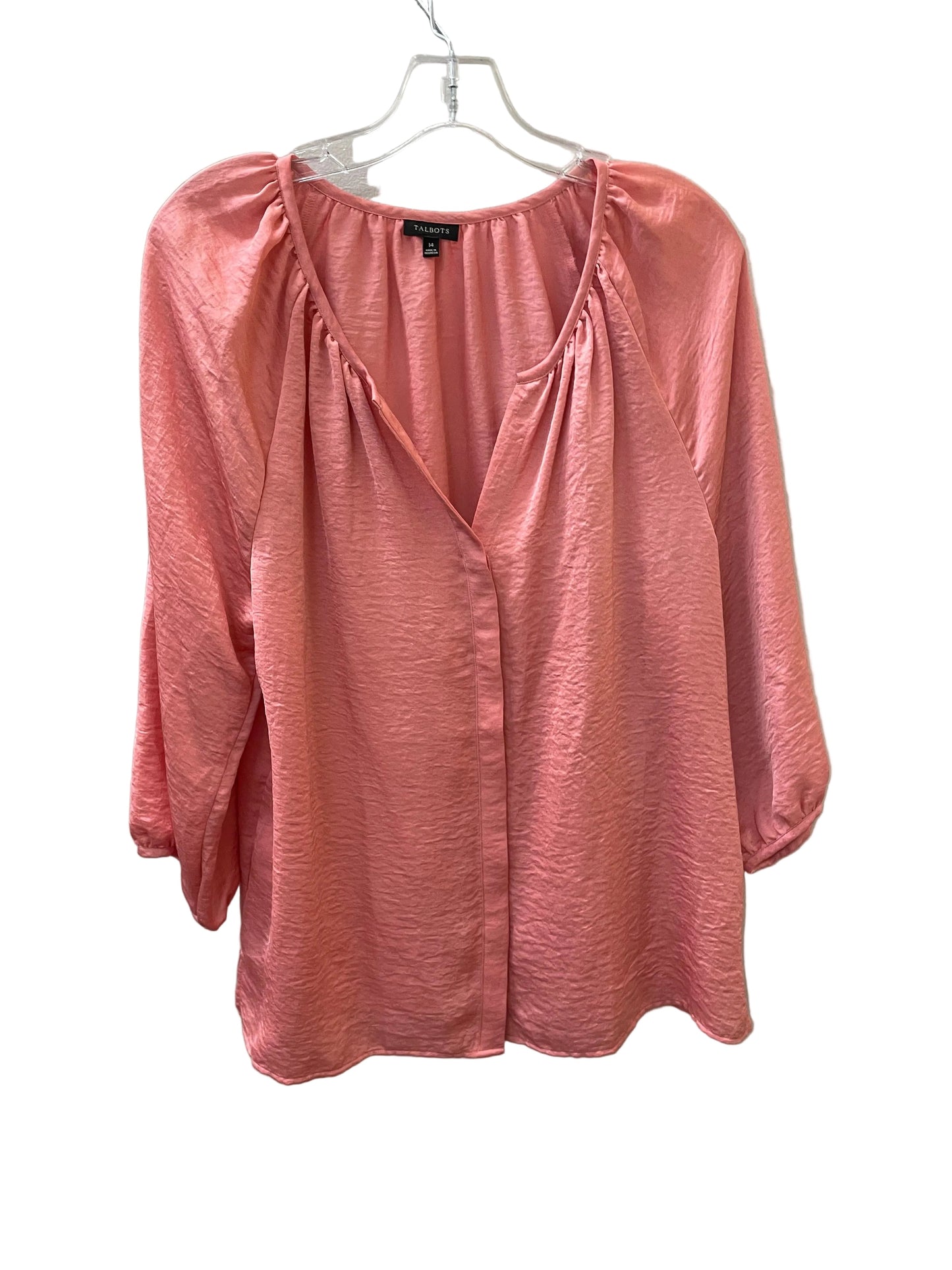 Top 3/4 Sleeve By Talbots In Pink, Size:14