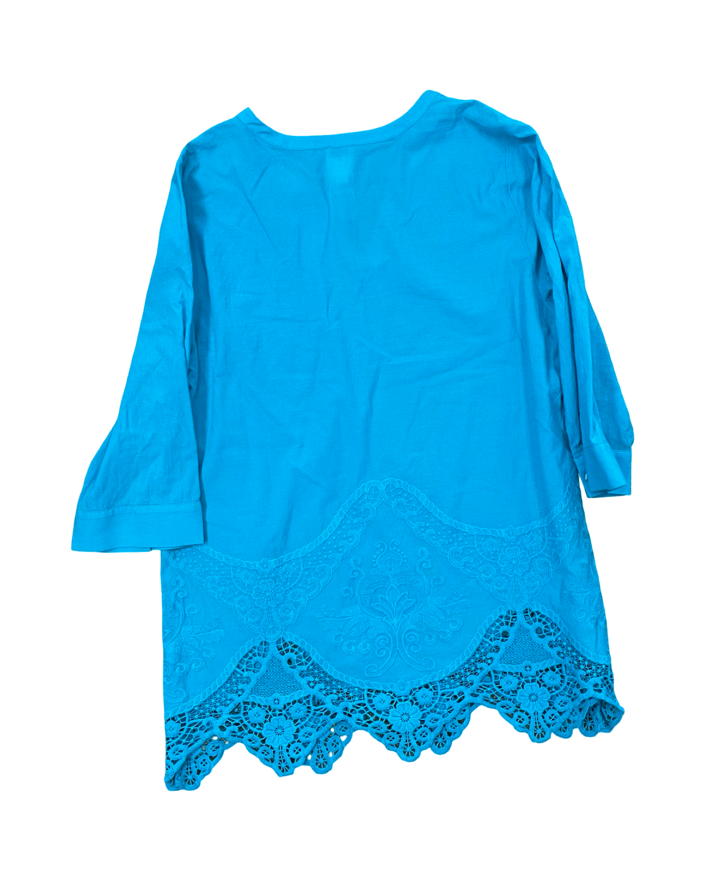Top 3/4 Sleeve By Chicos In Teal, Size:L