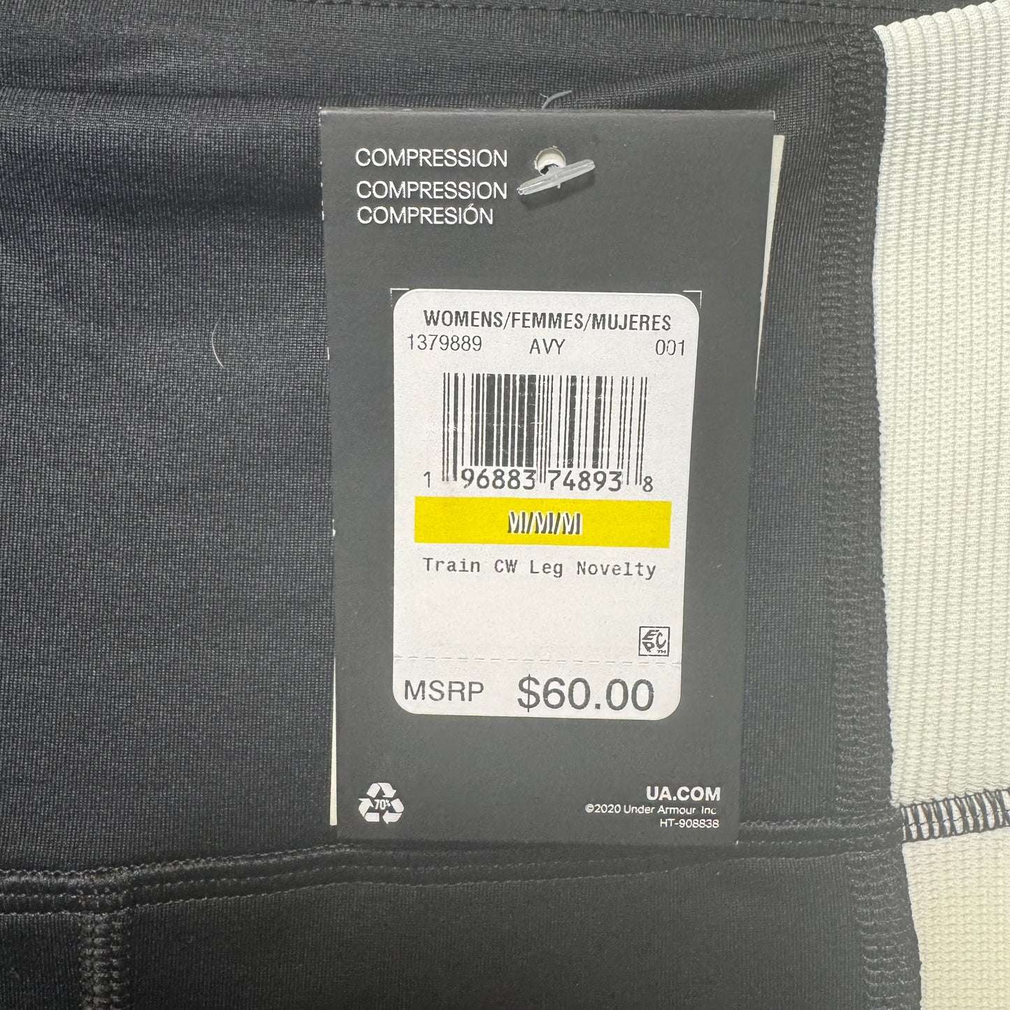 High Rise Compression Athletic Leggings By Under Armour In Black & White, Size: M