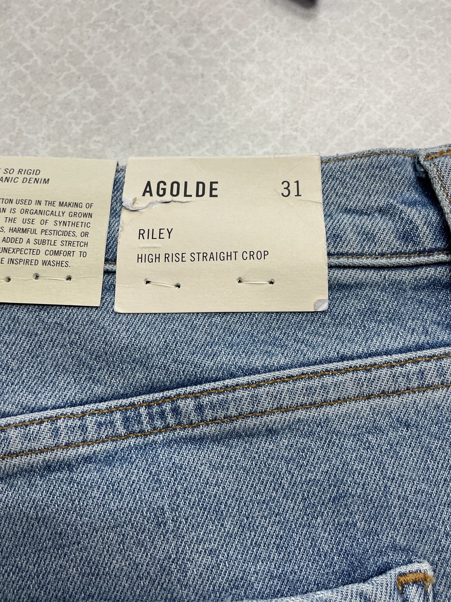 Jeans Straight By Agolde In Blue Denim, Size:12