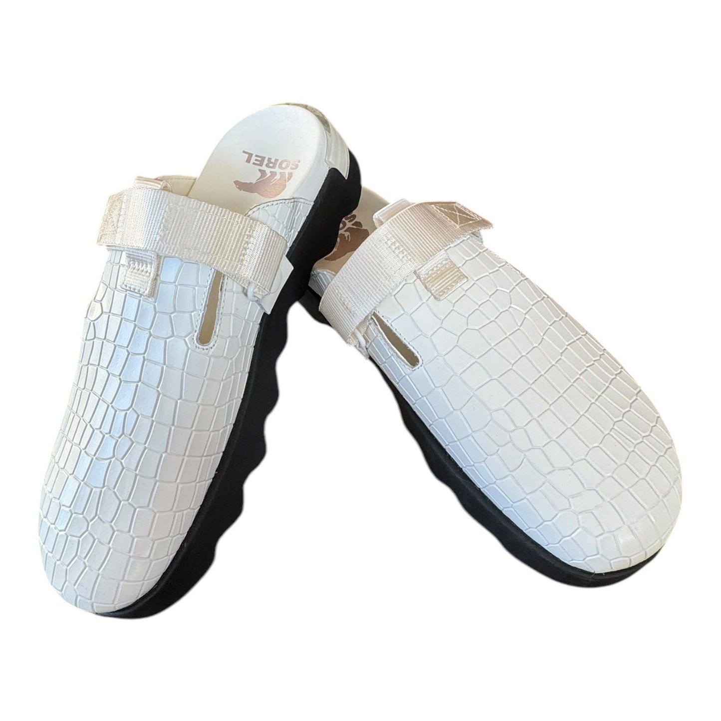 Mule/Slide Designer By Sorel In White Snakeskin Print Pattern, Size:10