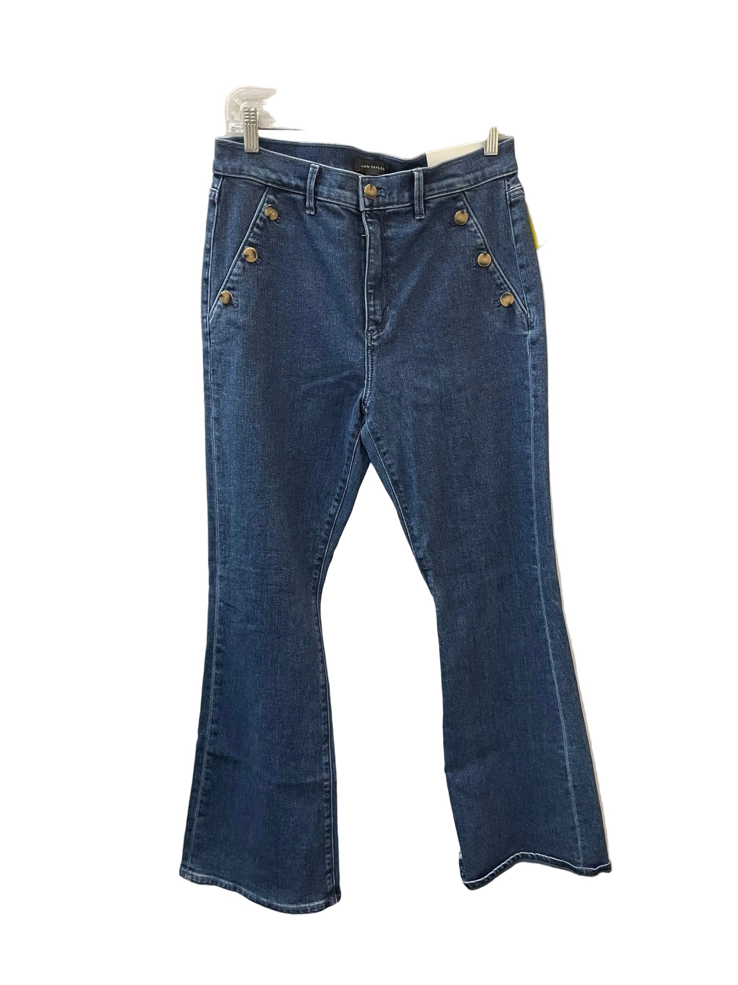 Jeans Flared By Ann Taylor In Blue Denim, Size:8