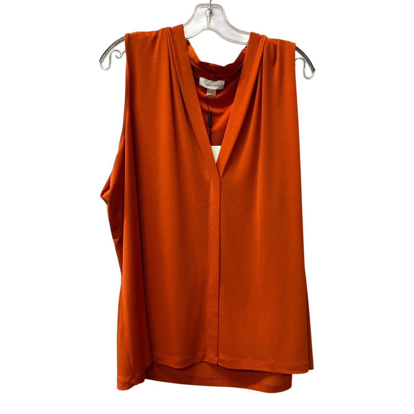 Top Sleeveless By Calvin Klein In Orange, Size:1X