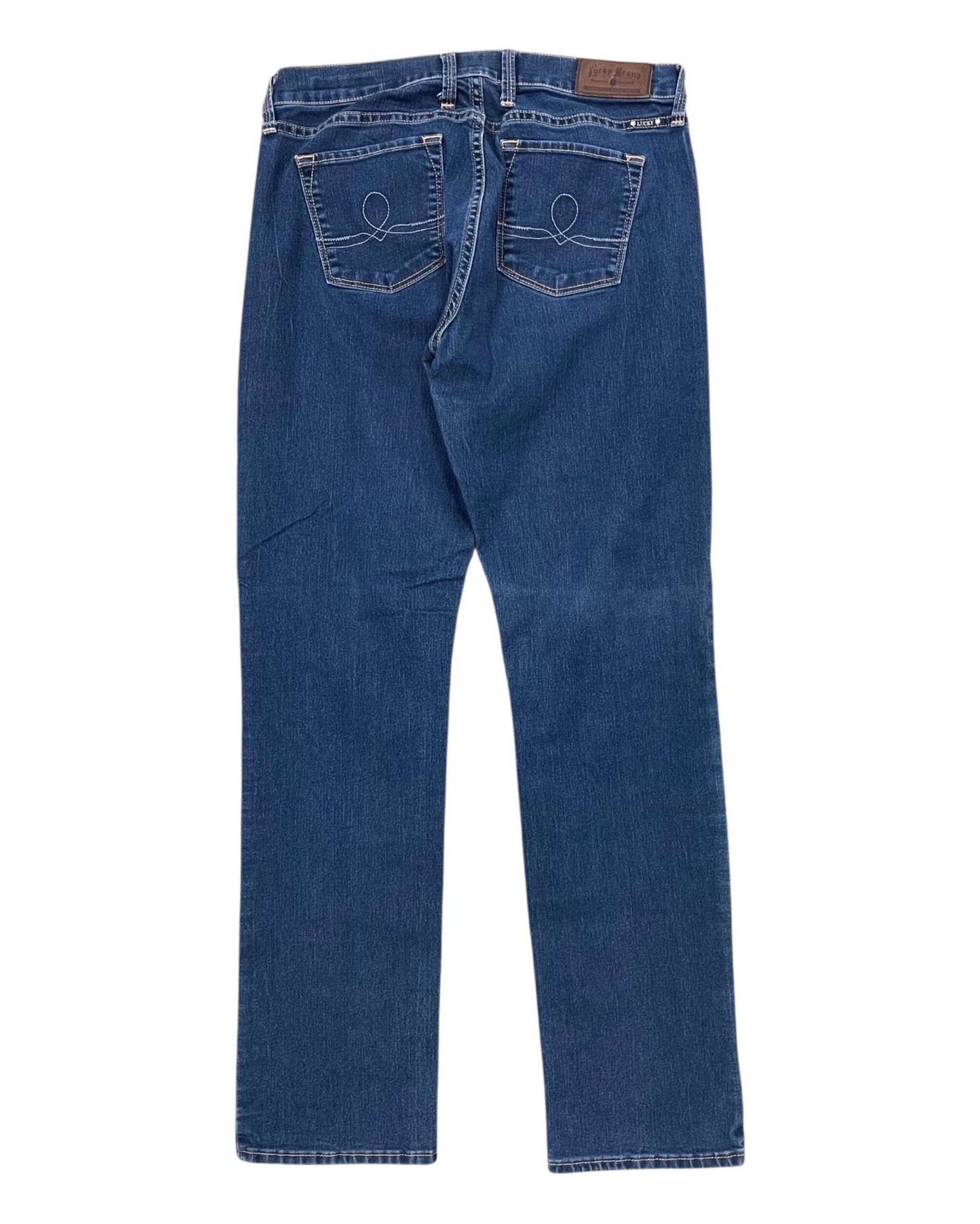 Jeans Straight By Lucky Brand In Blue Denim, Size:10