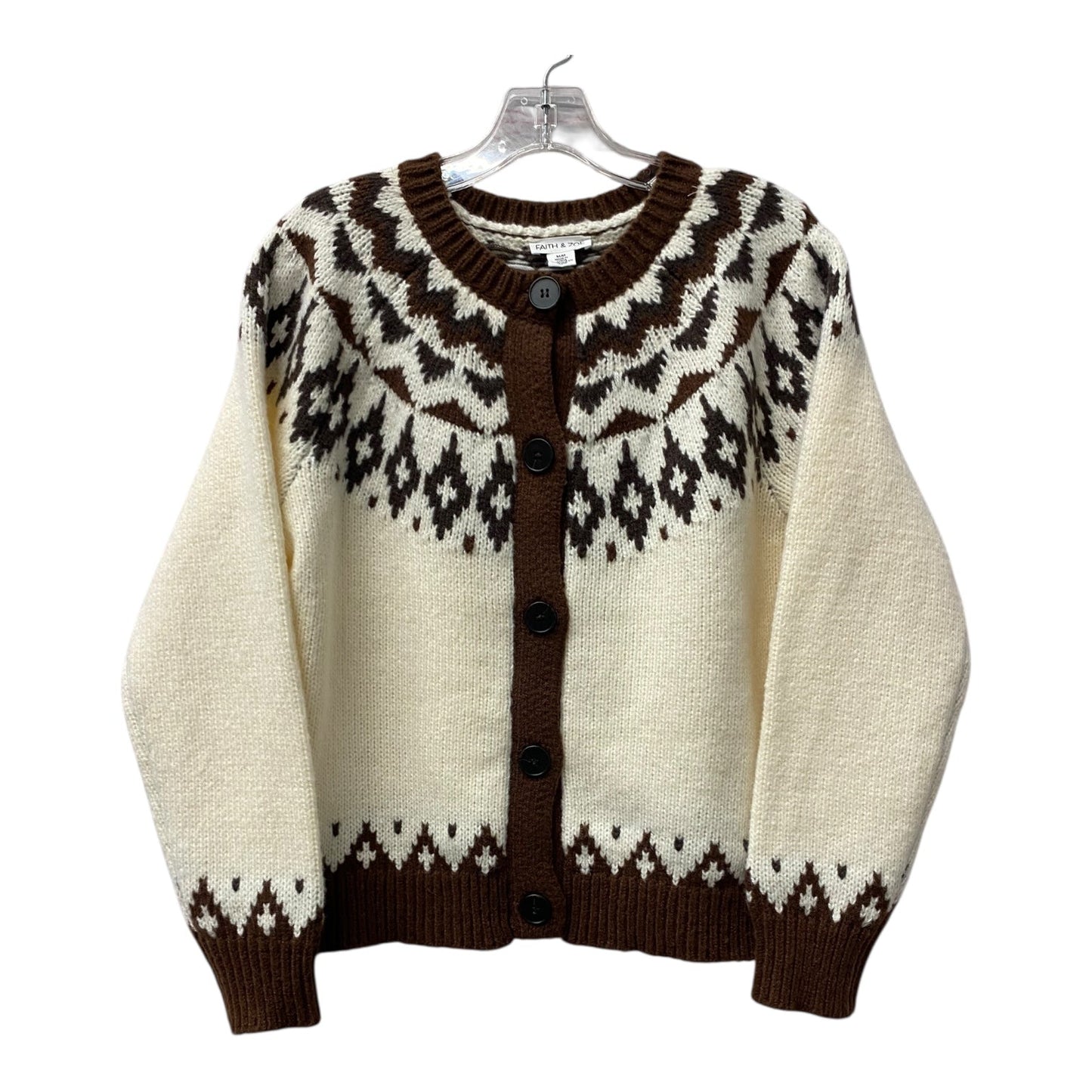 Sweater Cardigan By faith & zoe In Brown, Size:M