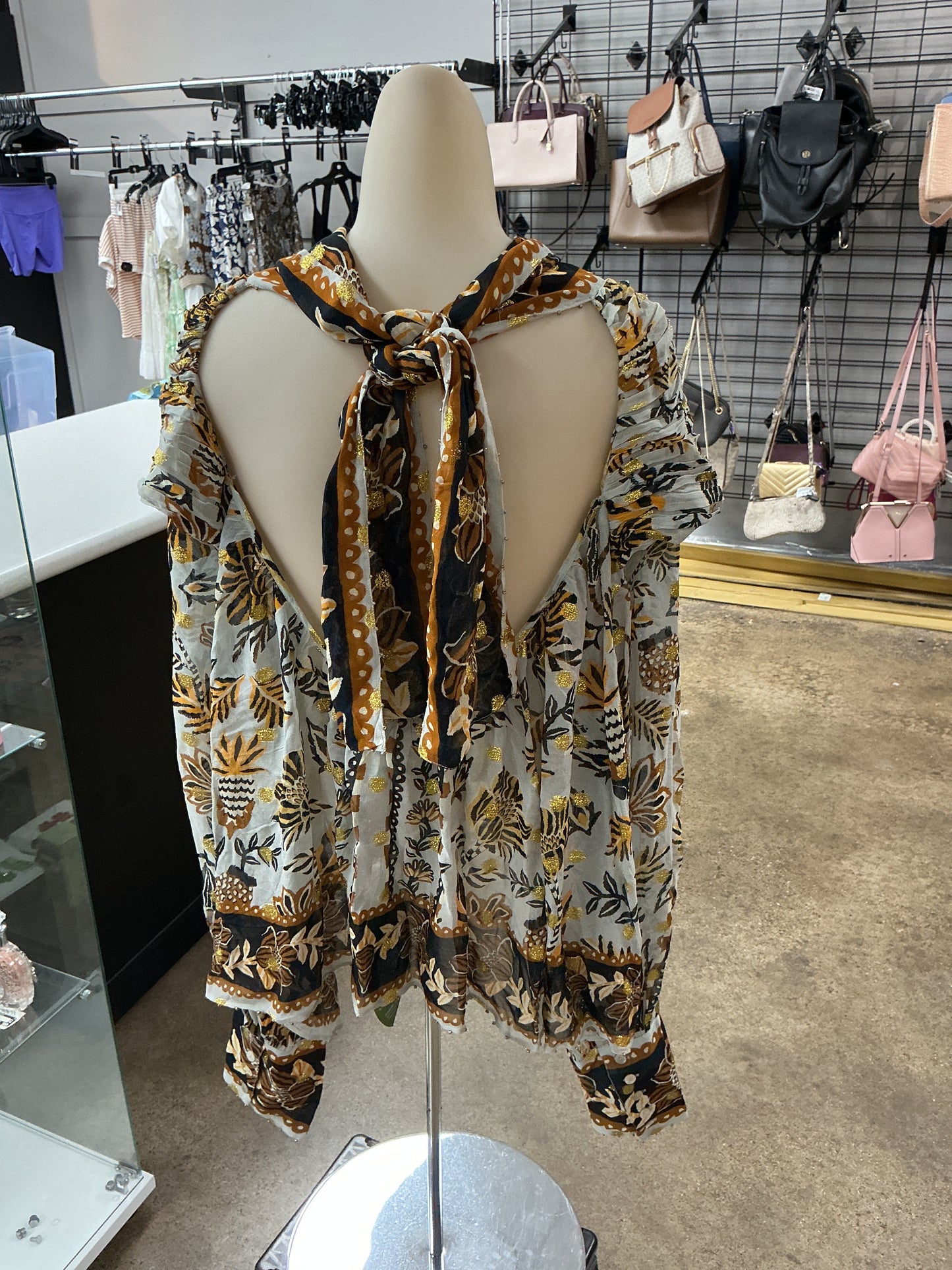 Top Ls By Farm Rio In Blue & Gold, Size:L