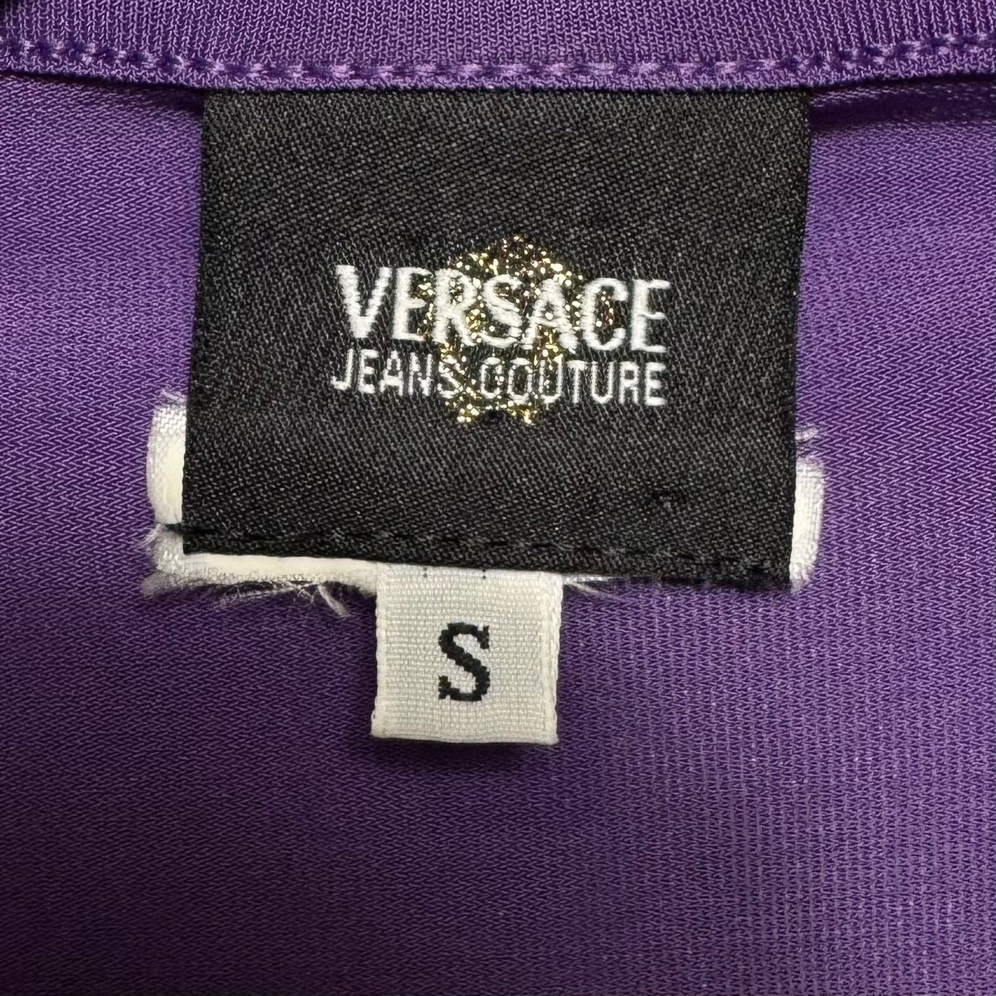 Top Long Sleeve Luxury Designer By Versace Jeans Couture In Purple, Size: S