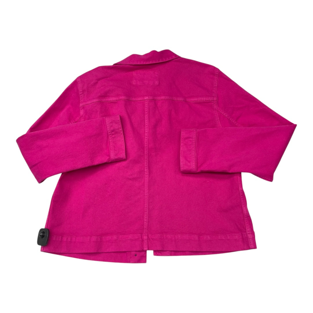 Jacket Denim By Loft In Pink Denim, Size:L