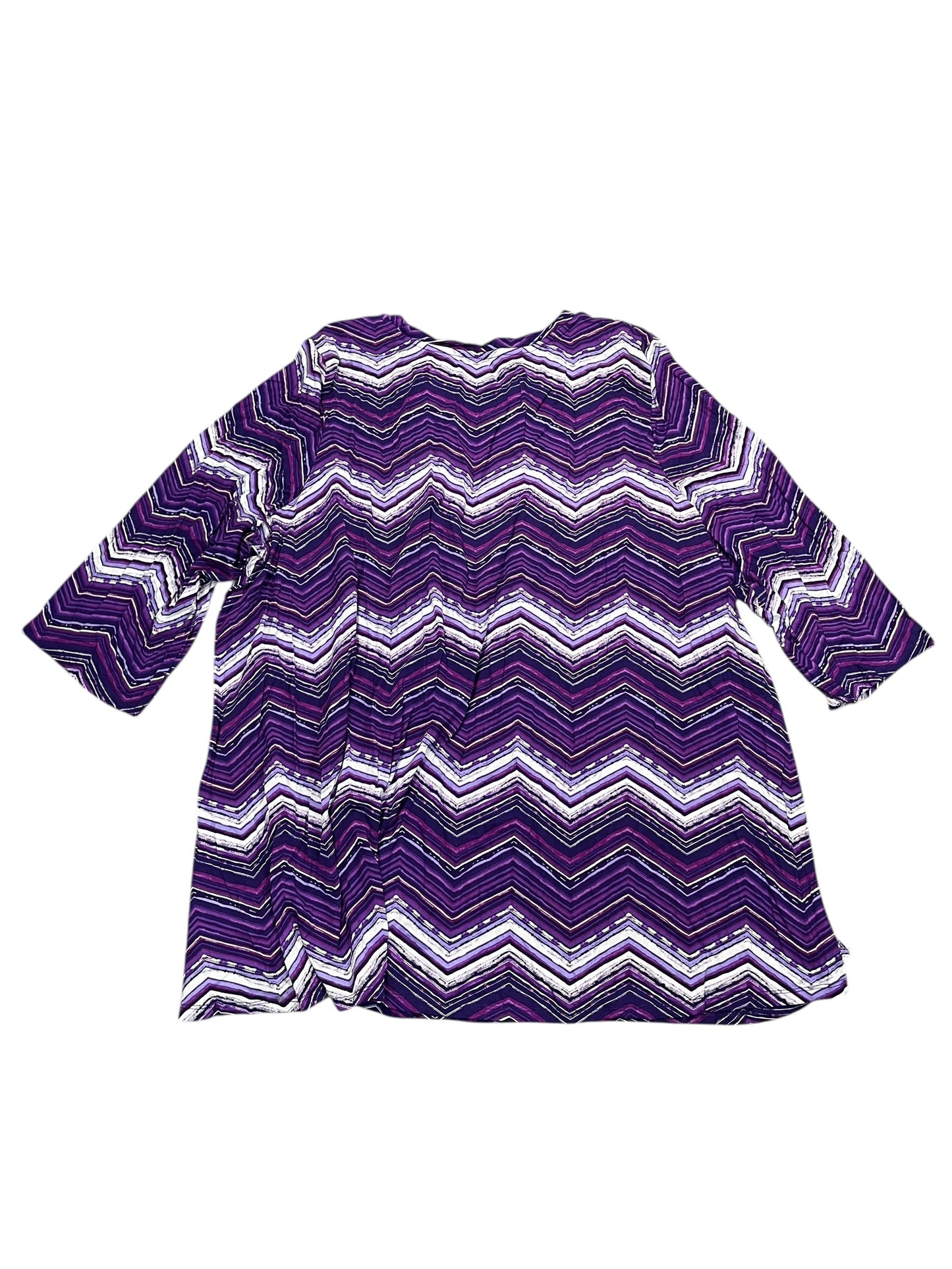 Top 3/4 Sleeve By Jessica London In Purple, Size:3X