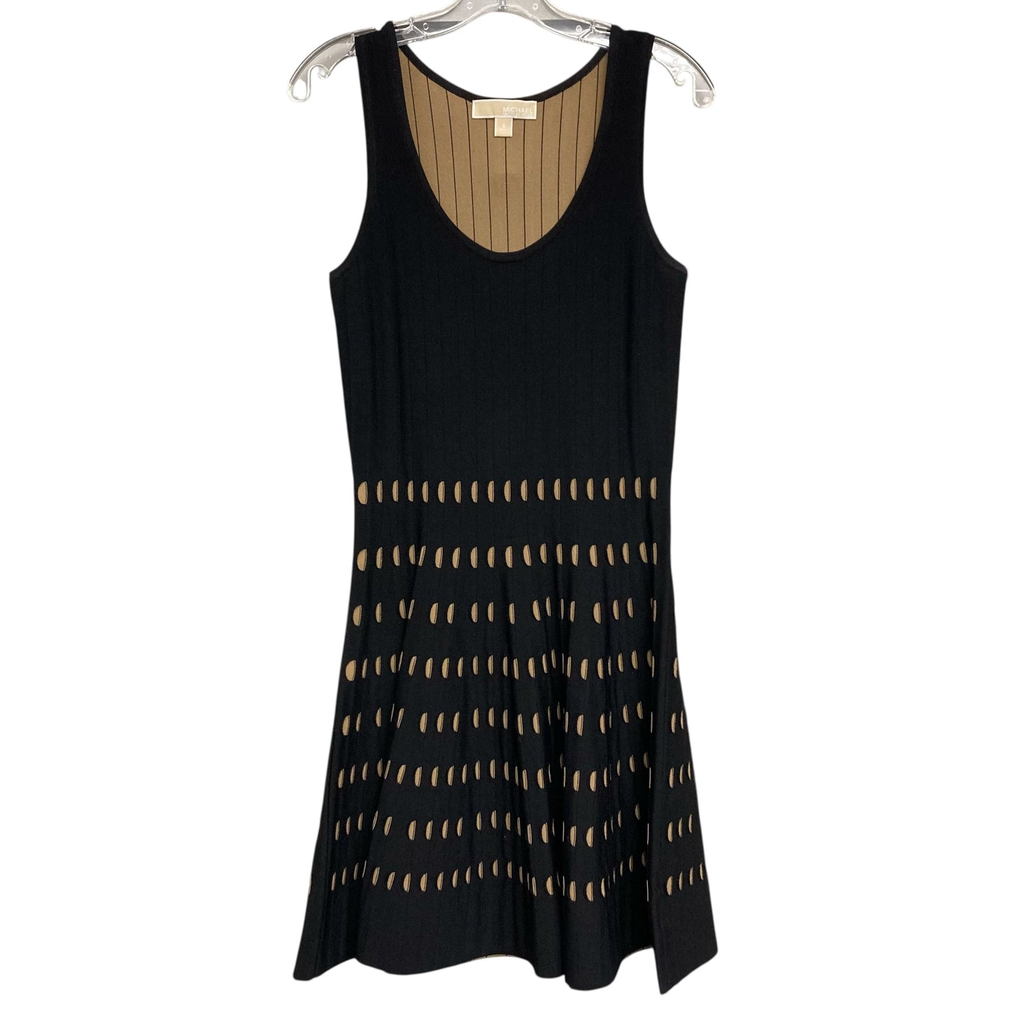 Dress Casual Midi By Michael By Michael Kors In Black & Tan, Size:S